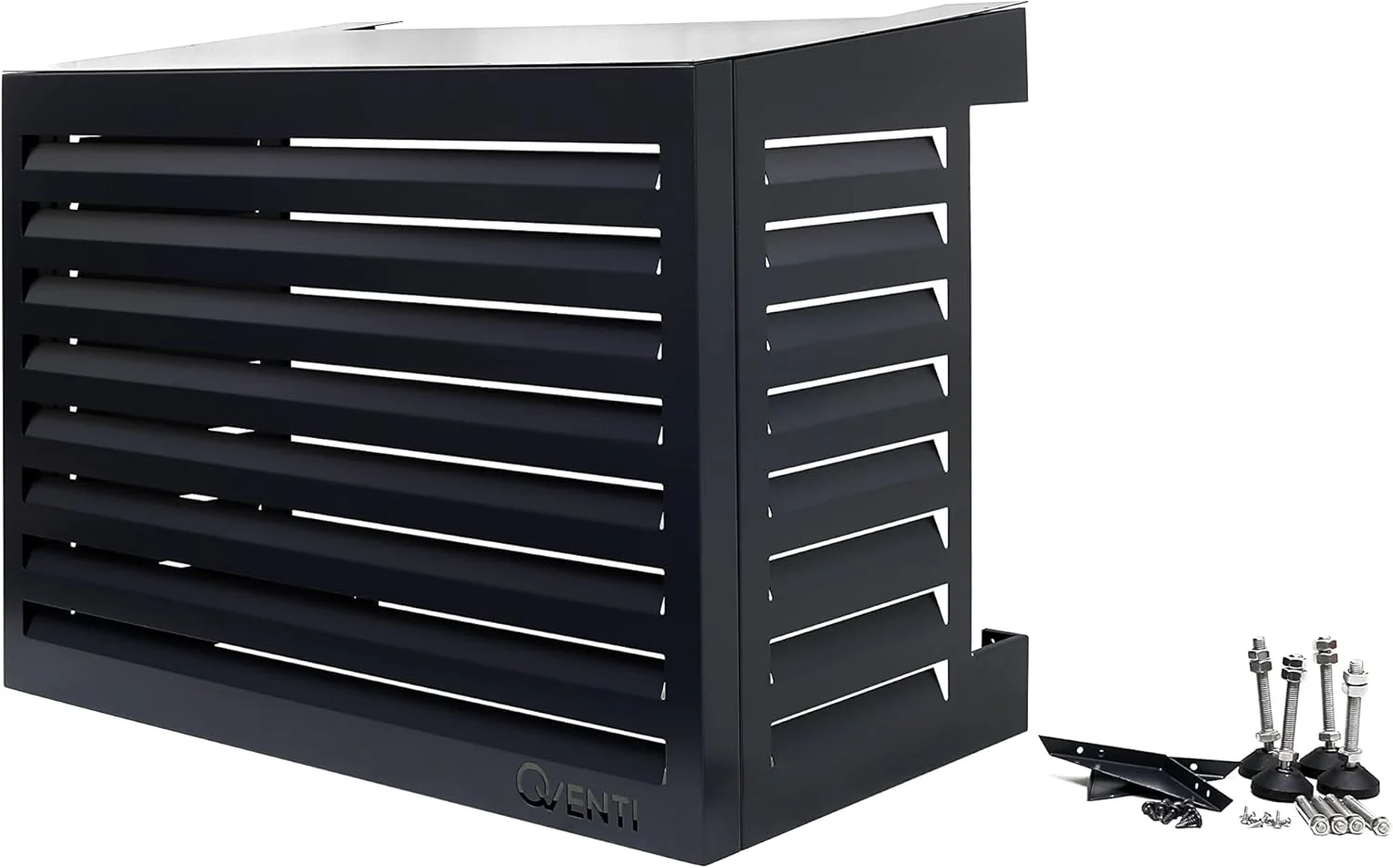 Qventi Afdekhoes voor airconditioning - Antraciet/Grijs - Aluminium - Beschermrooster - Bekleding - Eenvoudige montage - Maat S - Buitenafmetingen (LxBxH): 100 x 50 x 75 cm
