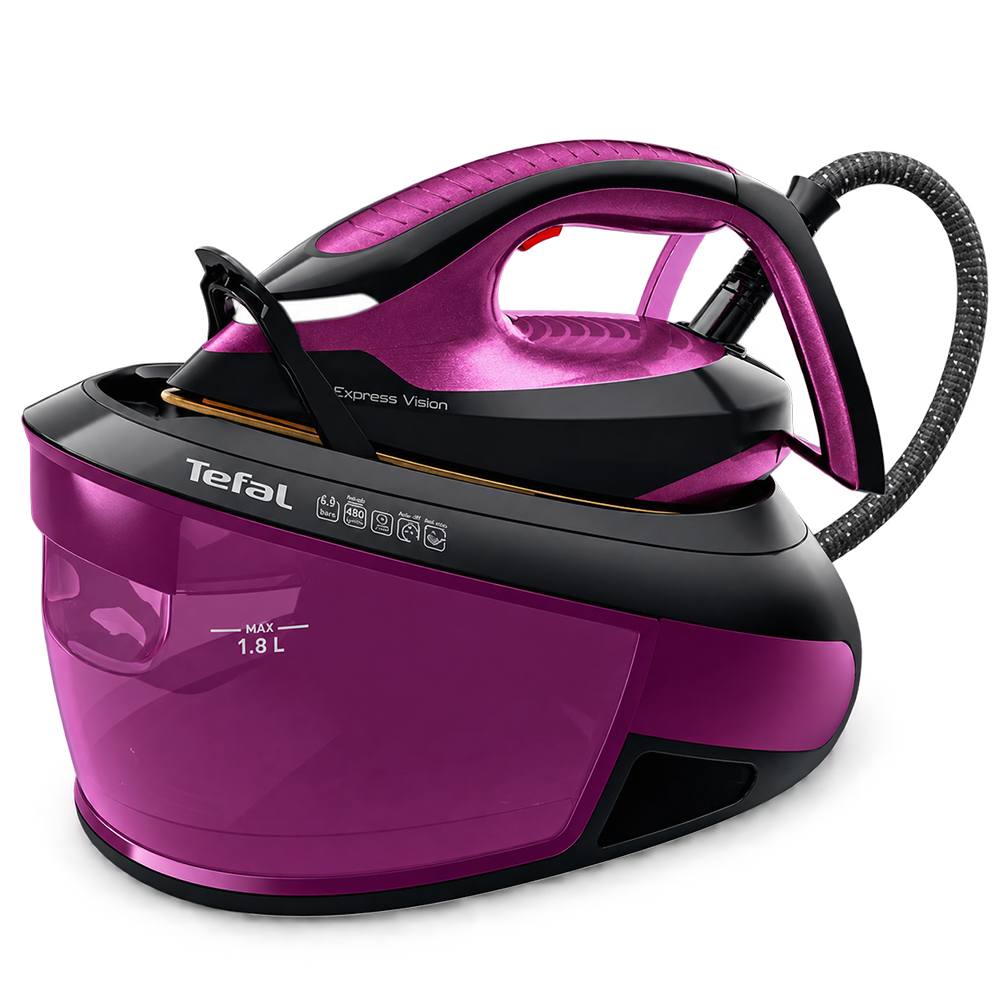 Tefal Express Vision 6,9 bar Dampfstoß 480 g min Smart Temp LED Kalk Kollektor 1,8 L Tank lila schwarz SV8152