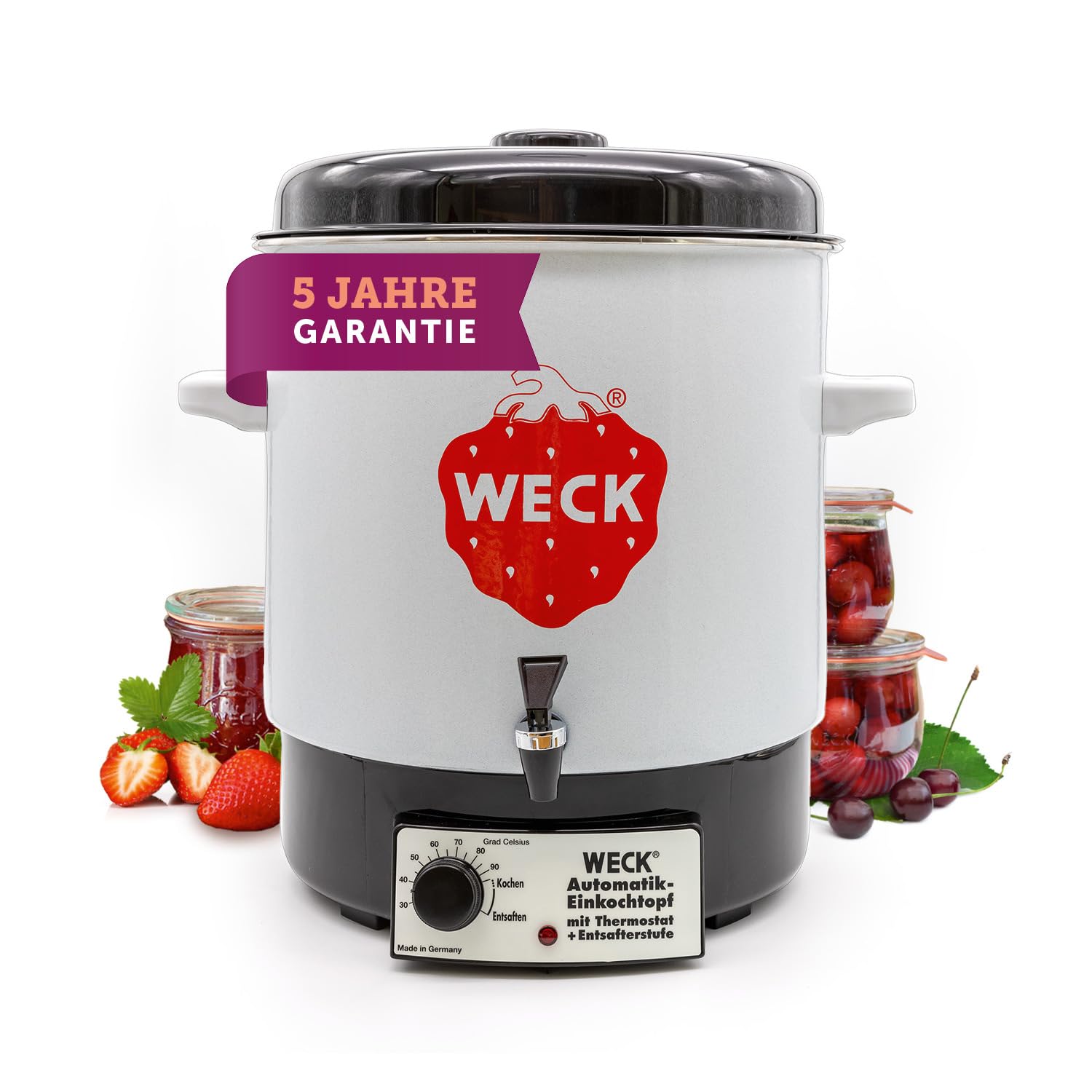 WECK Einkochautomat WAT14A Emaille Präzisionsthermostat Auslaufhahn 29L Dampfentsafter Made in Germany