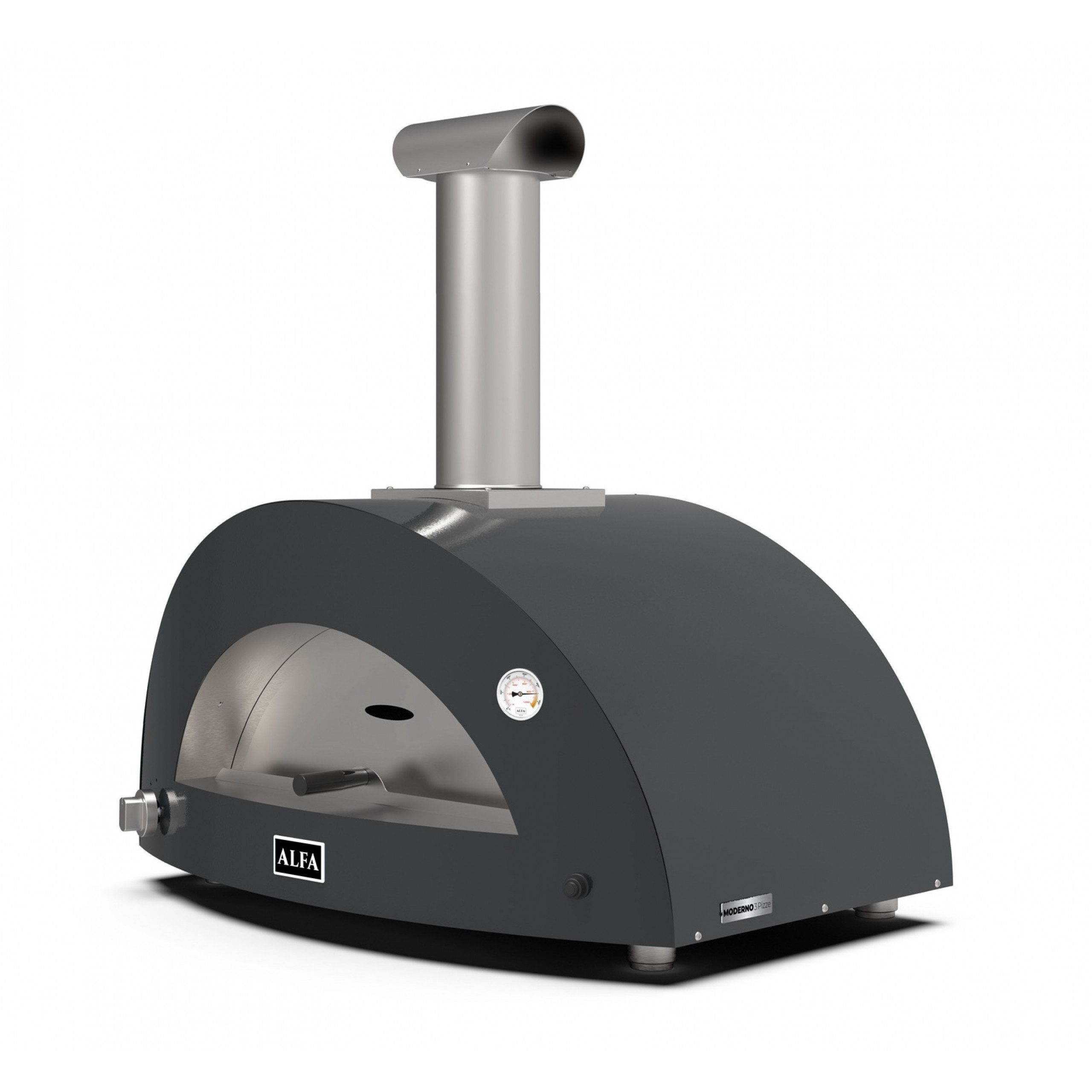 Pizzaofen Alfa Forni Gas Pizzaofen MODERNO 3 Pizze Schiefer Grau FXMD-3P-GGRA-DE
