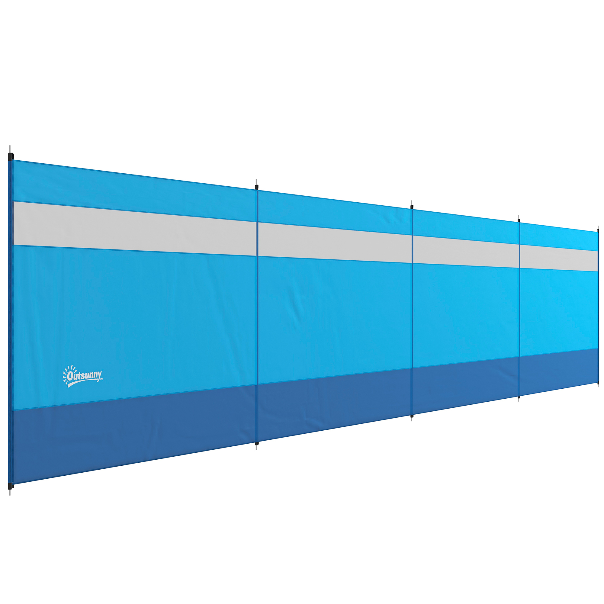 Outsunny Windschutz mit Sichtfenster und Tragetasche, Stahlstangen, 725x140cm, Blau