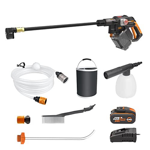 WORX NITRO 18V(20V MAX) Hydroshot Idropulitrice a Batteria WG633E.1, PowerShare, Attrezzature Sportive ed Auto. Max. 56 Bar, 220L/H, con Accessori, Batteria da 4,0Ah e Caricatore : Giardino e giardinaggio