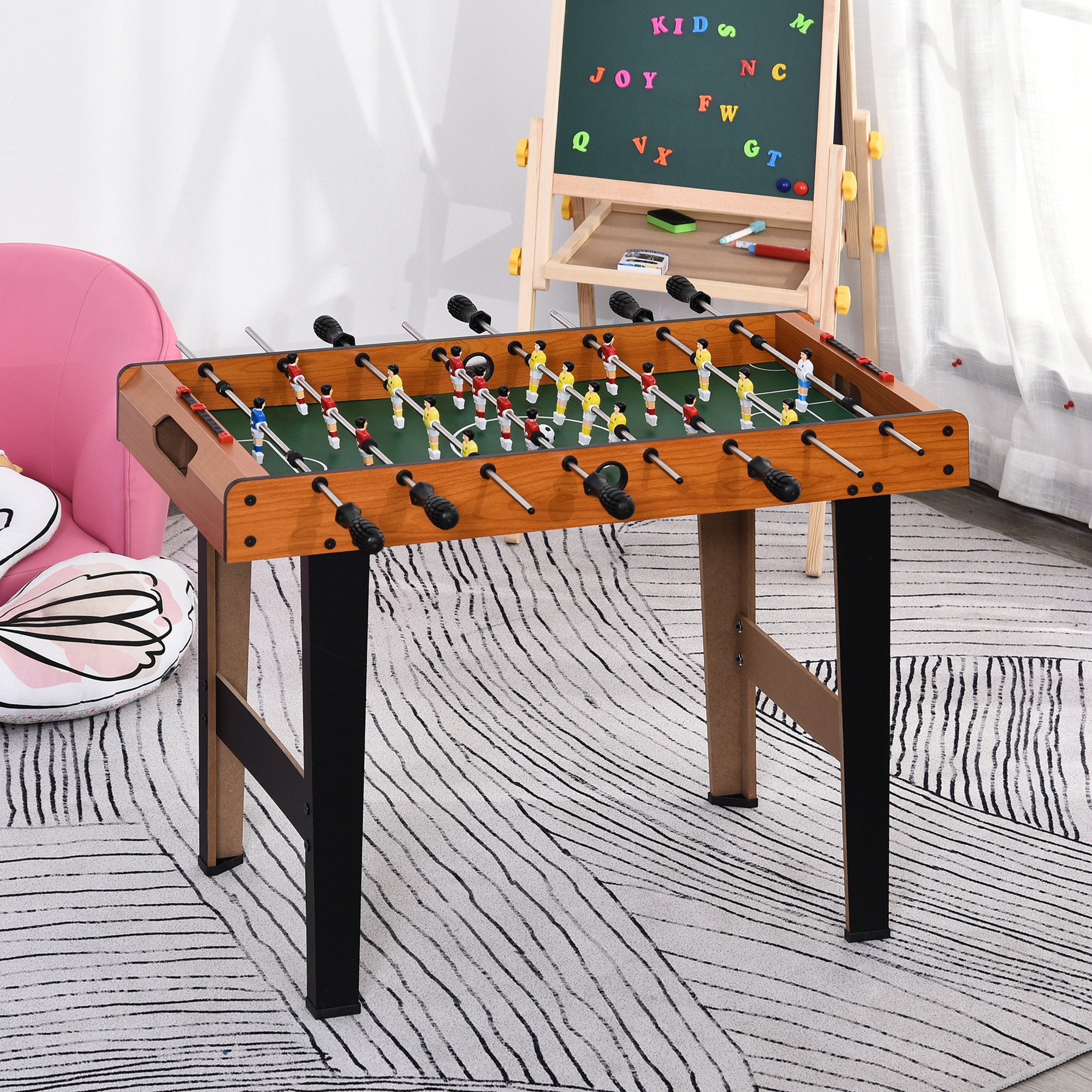 HOMCOM Tischkicker aus Holz mit 22 Spielern in einer 3:4:3 Formation, 2 Bälle und 2 Punktezähler inklusive 84,5x40x61,2cm