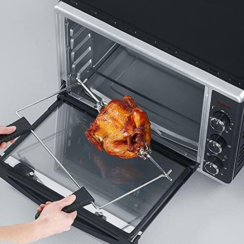 SEVERIN Back- und Toastofen mit Umluftfunktion, Mini Backofen mit Grillrost, Backblech, Drehspie und Pizzastein, vielseitiger Heiluftofen mit 42 L Kapazitt, 1.800 W, schwarz, TO 2058