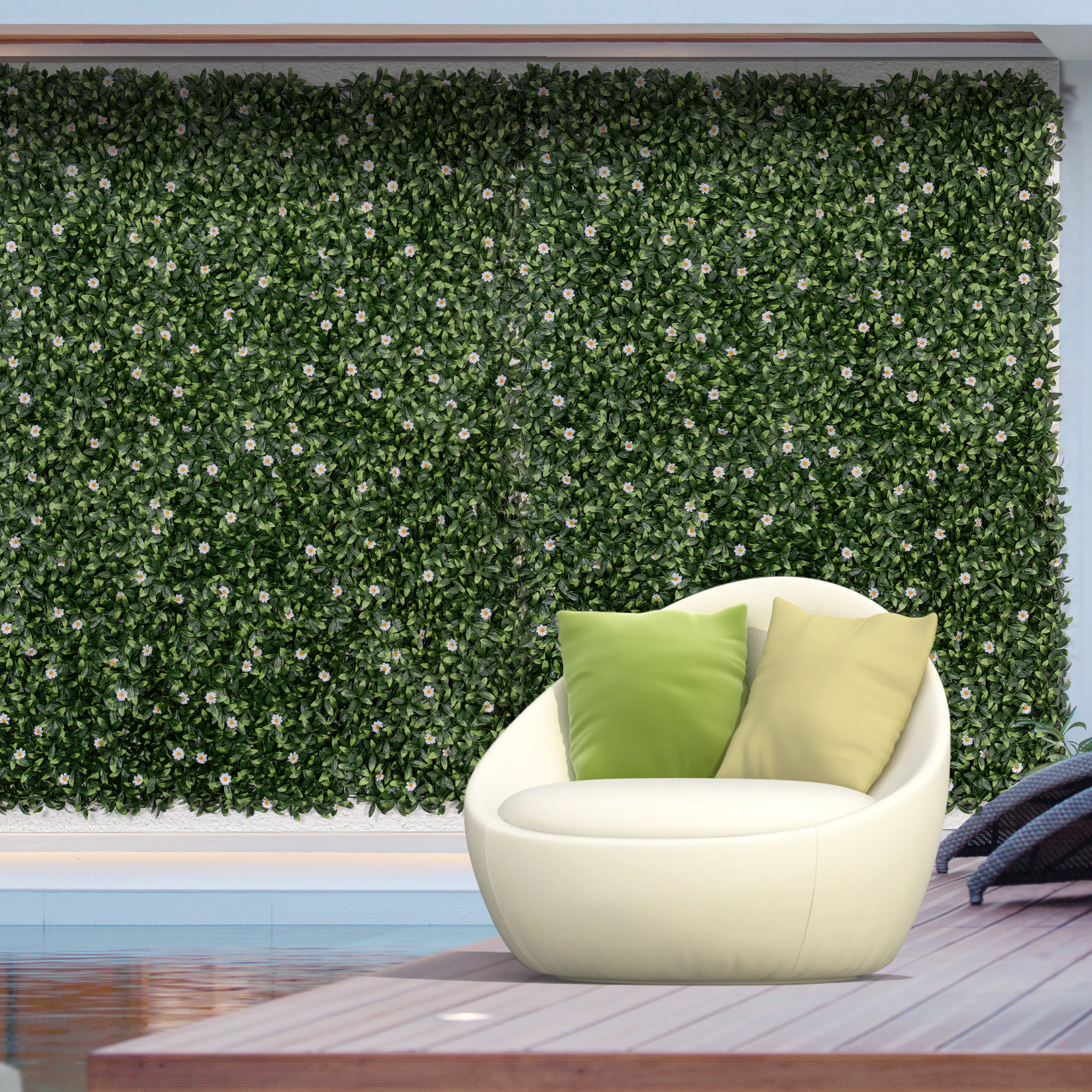 Outsunny 12 Stück künstliches Pflanzenwand Hecke 50x50 cm UV-Schutz Sichtschutz Rhododendronblätter Design Heckenpflanze für Garten Outdoor Dekor
