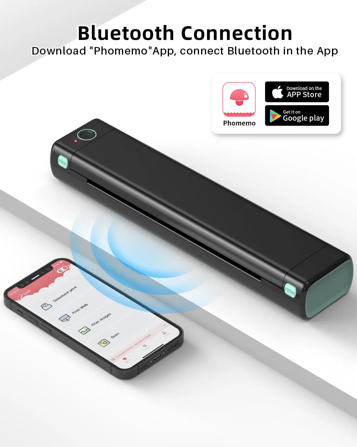 Phomemo Portable Printer Wireless for Travel, Bluetooth Mobile Printer Support 8.5" X 11" US Letter