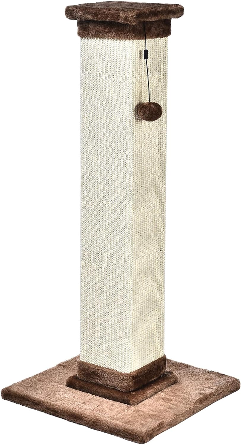 Tiragraffi per gatti da interno, standard, con giocattolo pendente, 80 cm, grigio
