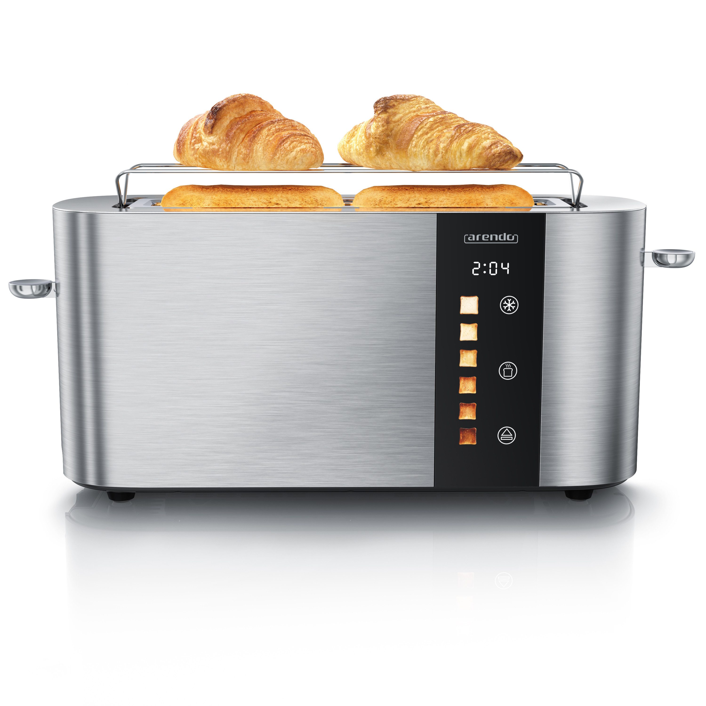 Toaster Edelstahl, Langschlitz, Touch Display, Restzeit & Bräunungsgradanzeige