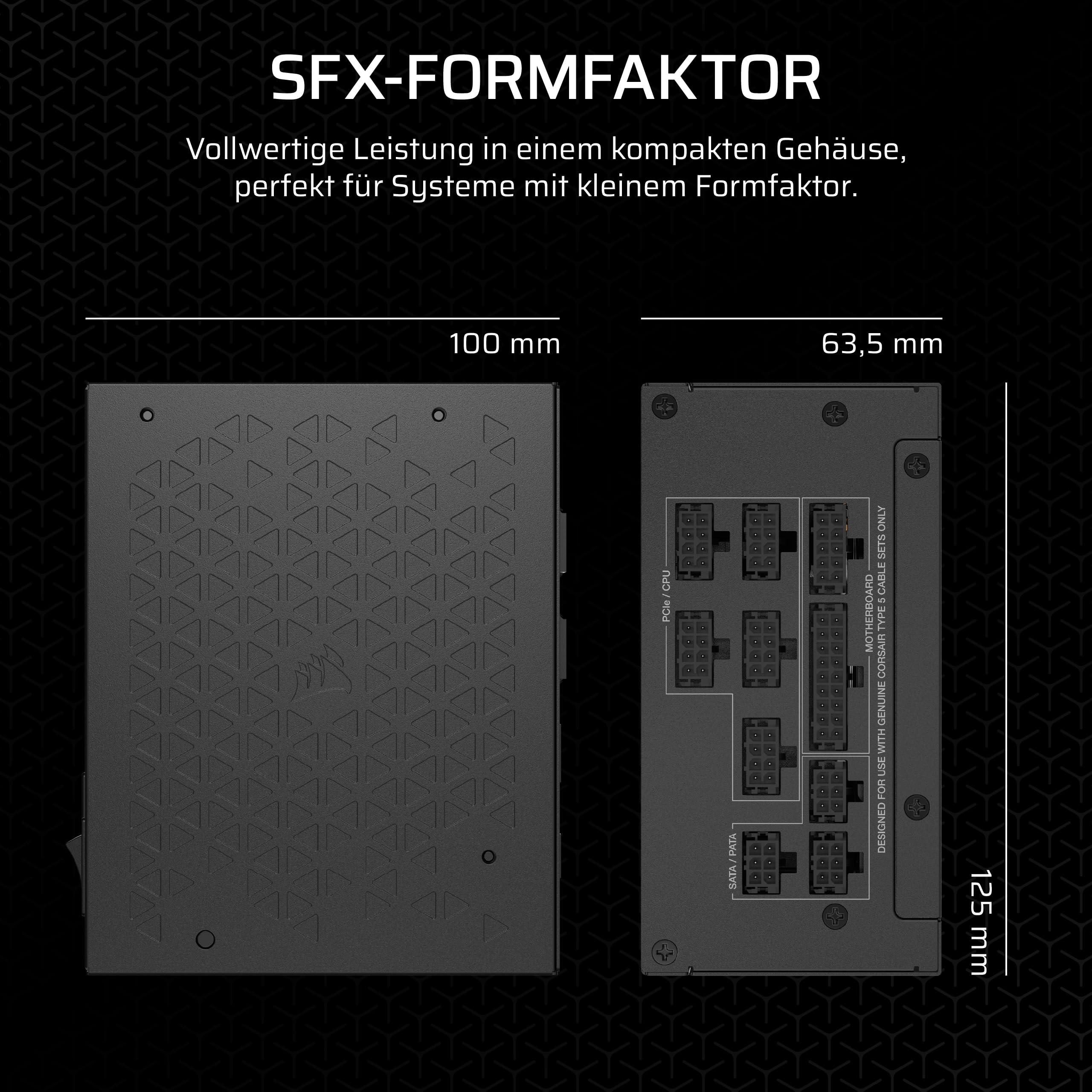 850-W-SFX-Netzteil SF850 80 PLUS Platinum vollständig modular ATX 3.1 PCIe 5.1 mit SFX-to-ATX-Halterung