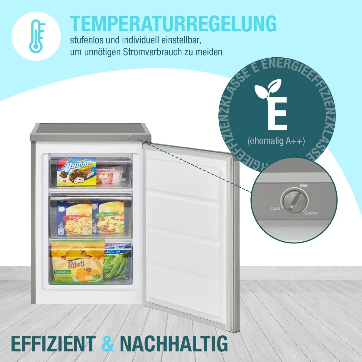 Bomann? Gefrierschrank | 85 Liter Nutzinhalt | Gefrierschrank klein mit 3 Gefrierschubladen u. Eisw��rfelschale | Mini Fridge mit stufenloser Temperaturreglung | T��ranschlag wechselbar | GS 2186.1 wei?