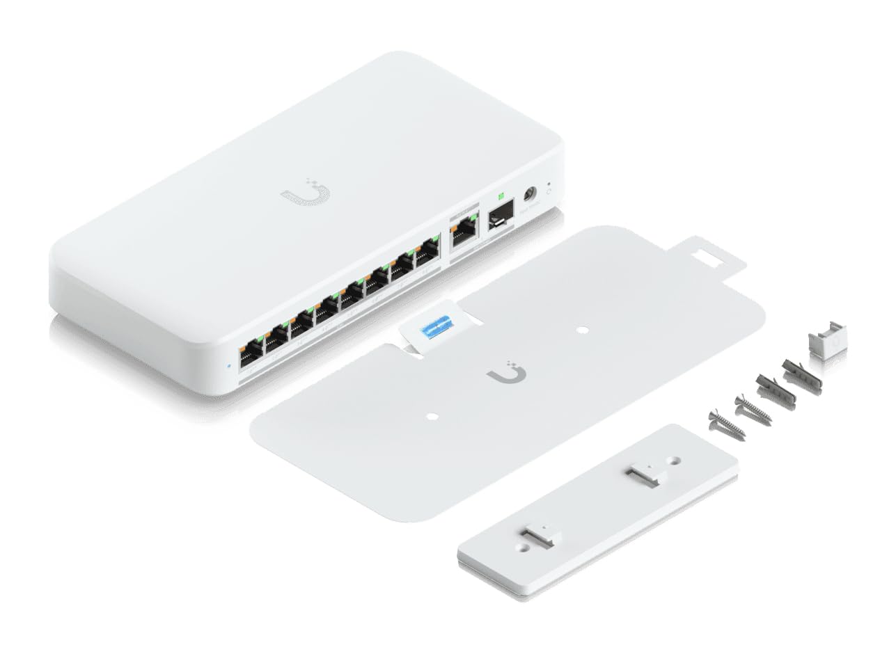 Switch USW-Flex-2.5G-8-POE mit 8 Ports 2,5G PoE Weiß Ethernet 21,3 x 21,3 x 3,4 cm Desktop Laptop Drucker