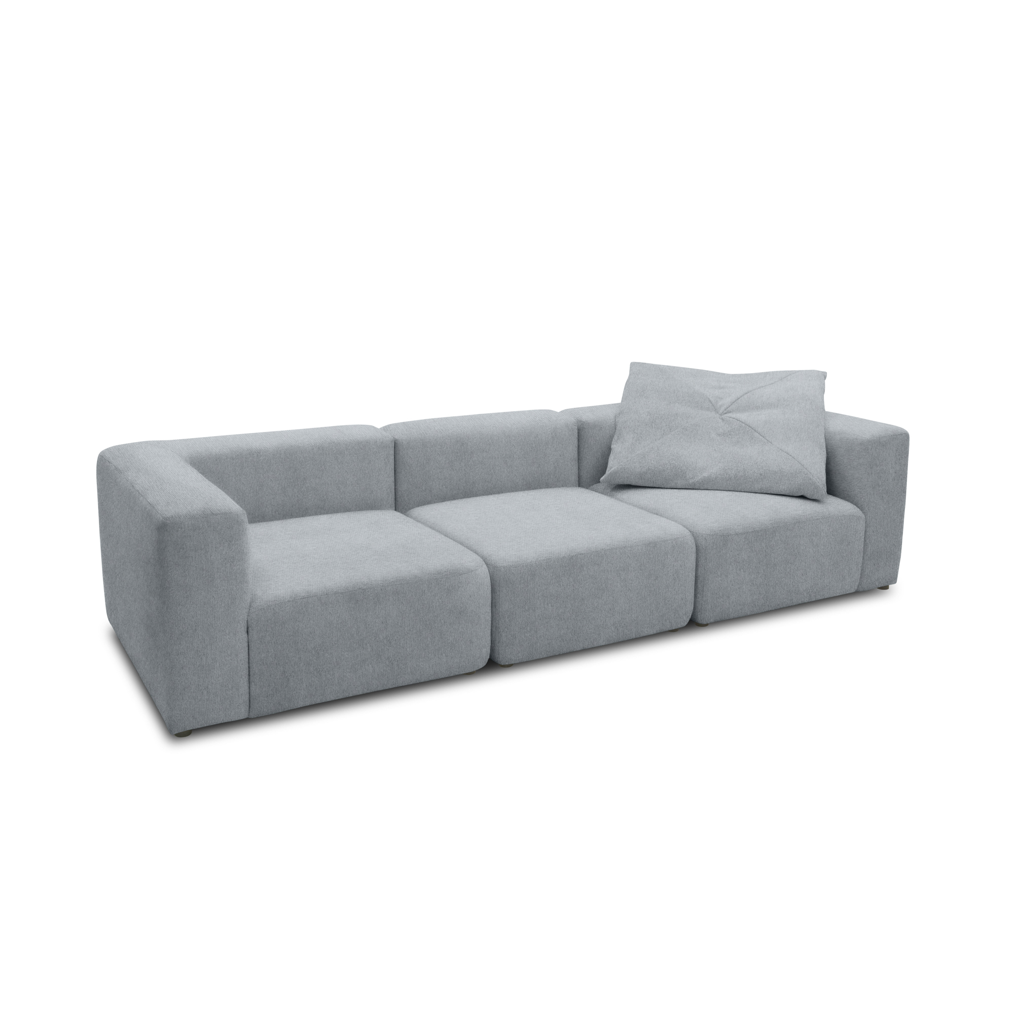 Sofa 800013, 3-Sitzer Garnitur, rechteckig, 3er Couch, 301 x 108 x 69 cm (BxTxH), Grau