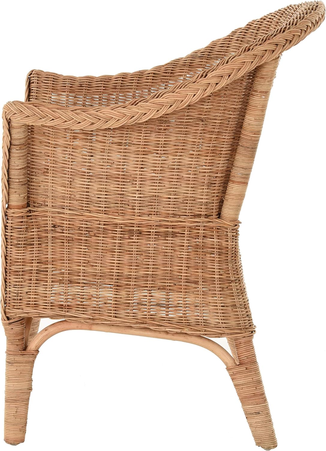 Rattan-Sessel Natur/Esszimmersessel Korb-Sessel/Rattanmöbel Rattansessel Rattanstuhl mit Armlehnen Lounge Flechtsessel (Natur)