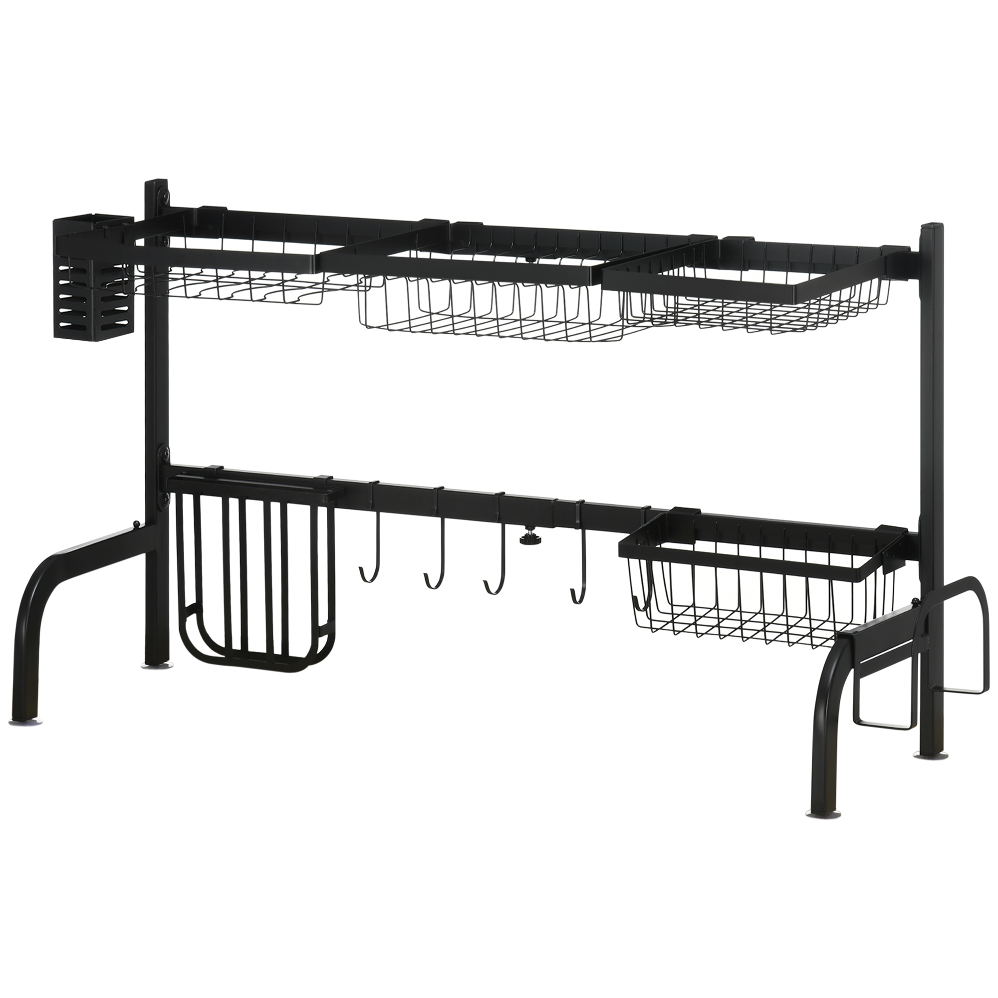 HOMCOM Abtropfgestell, längenverstellbar 51-93 cm, viele Elemente, flexible Anordnung, 93 x 30 x 52cm, schwarz