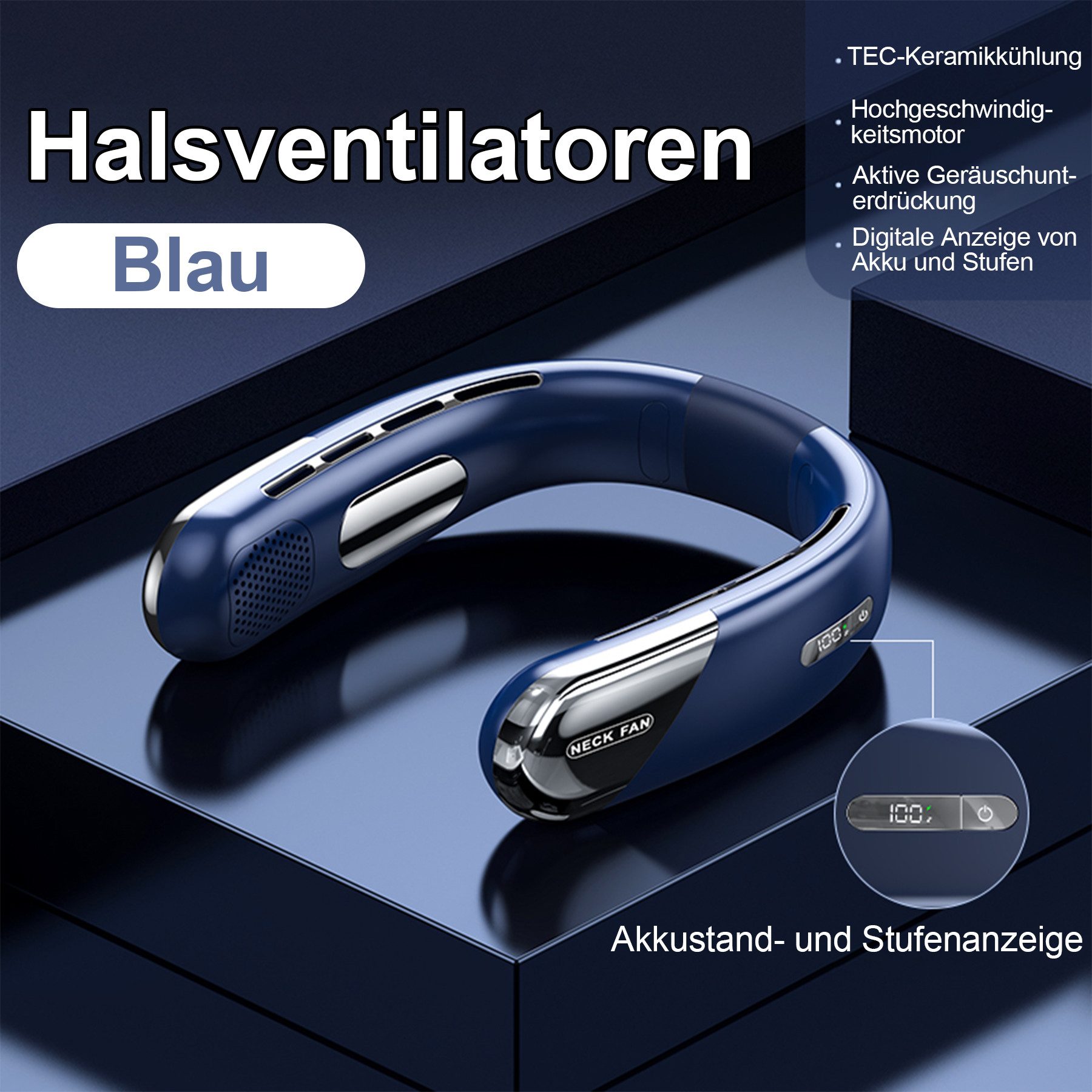 Mini USB-Ventilator Nackenventilator Hals Ventilator 2400 mAh Wiederaufladbarer Ventilator
