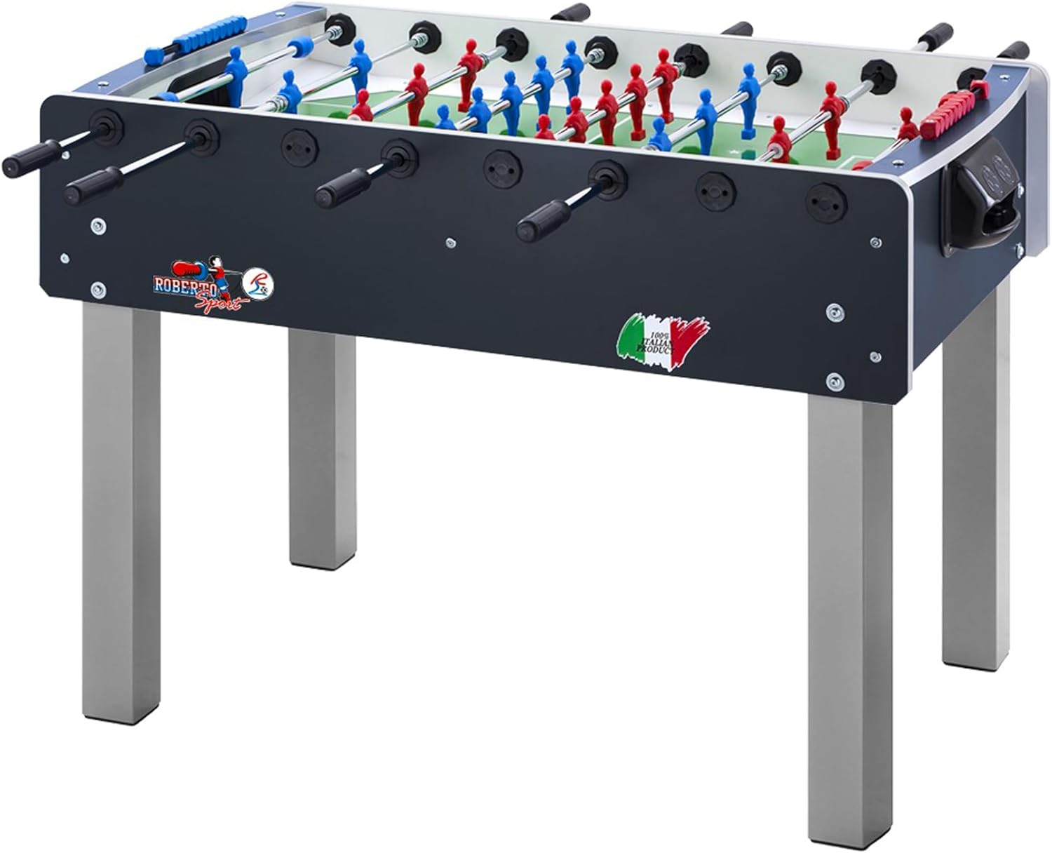 G5 HT SPORT Calcio Balilla Roberto Sport [Made in Italy] Calcetto da Tavolo Calcetto Balilla Con Aste Rientranti Telescopiche | Campo in Vetro Temperato Infrangibile | Palline E Spray Inclusi