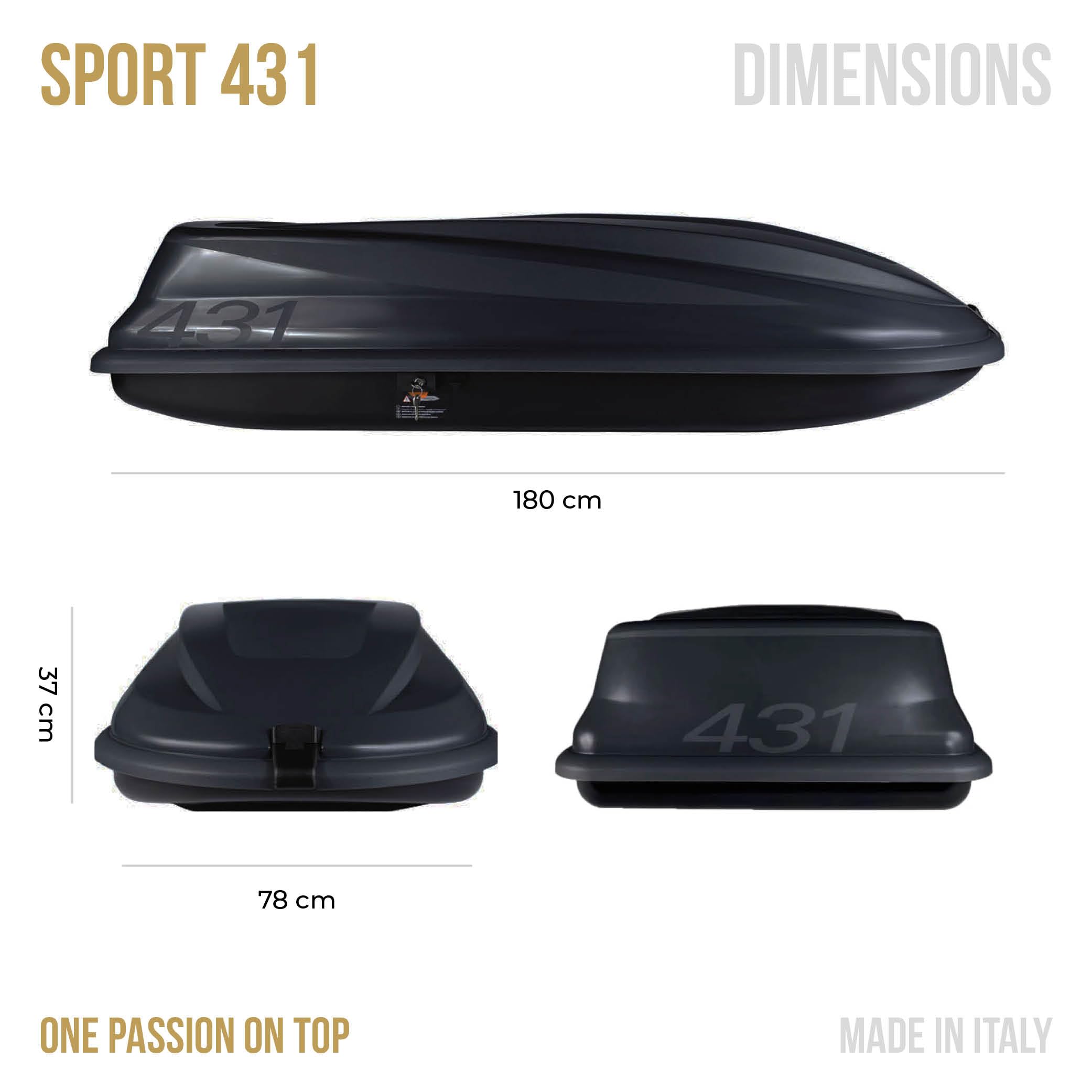 Tetrax CAM Box Sport Dachbox 430 Liter Schwarz Autodachbox Gepäckbox Reisebox Transportbox für Auto PKW SUV