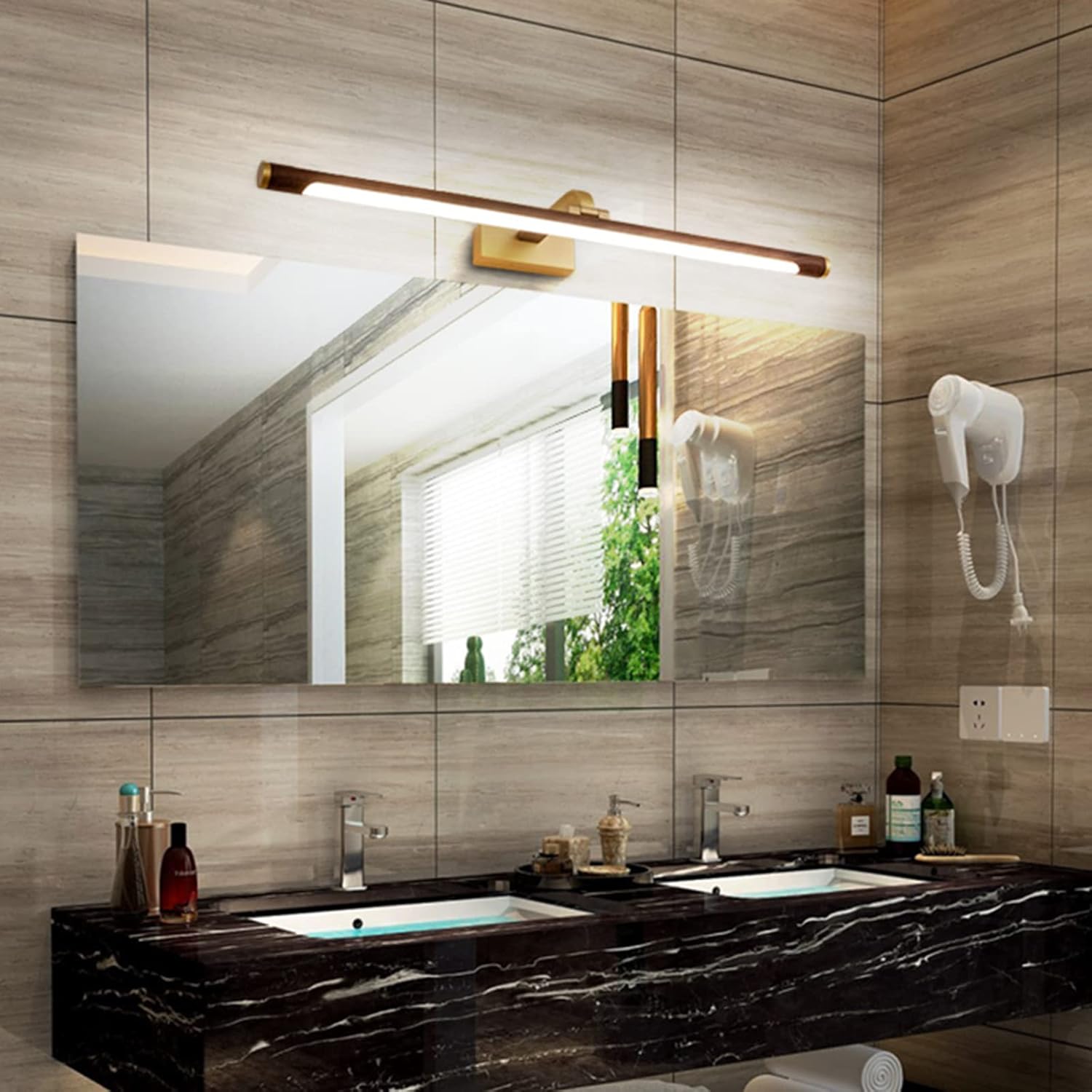 Waschtischbeleuchtung, Badezimmerspiegel-Frontleuchte, verstellbarer Beleuchtungswinkel, LED-Spiegelschrankleuchte, moderne Luxus-Waschtisch-Make-up-Licht, Badbeleuchtung (57 cm, dreifarbiges Licht)