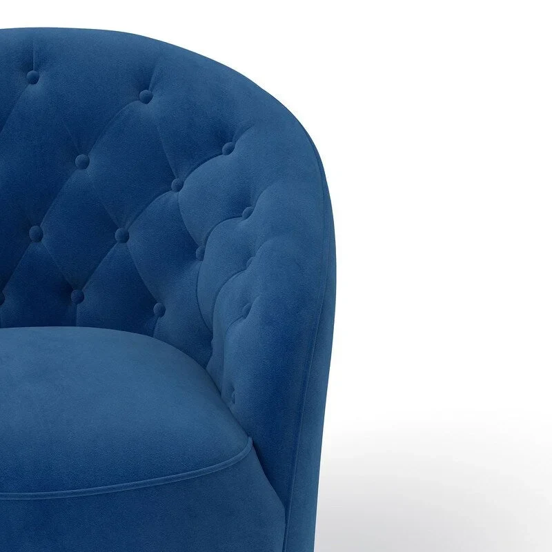 Velvet Upholstered 360 Degree Swivel Barrel Chair with Button Tufted Back