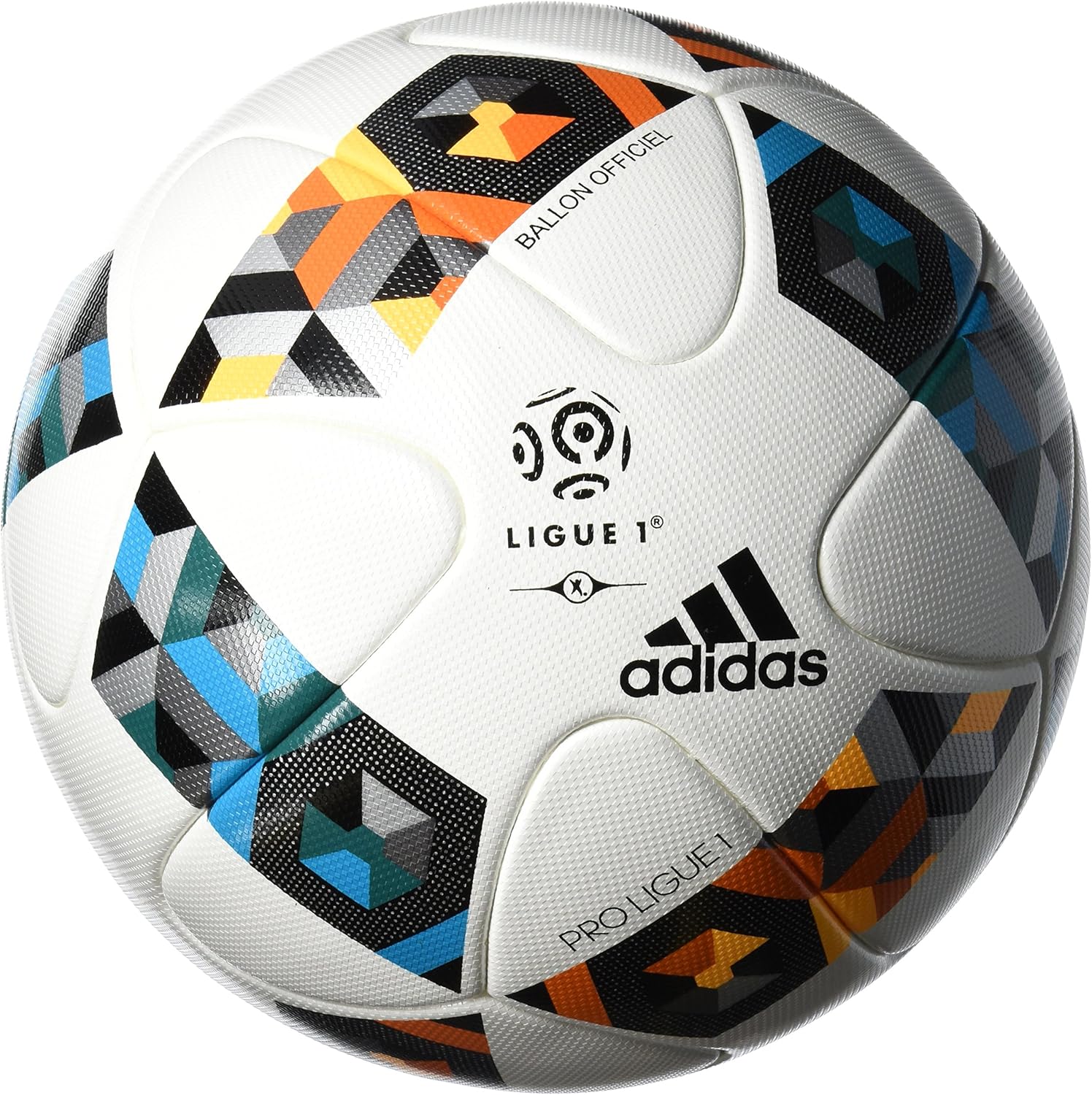 Adidas Fußball Pro Ligue 1 Official, White/Energy Blue/Bright Orange/Black, 5, AZ3544