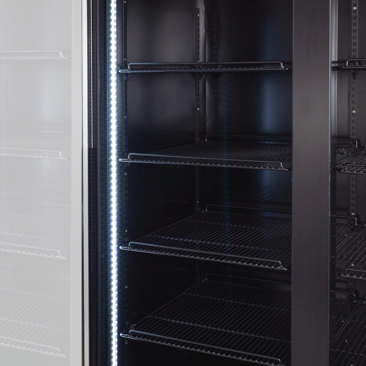 Getränkekühlschrank Getränkekühlschrank 1000 L mit Leuchtaufsatz schwarz