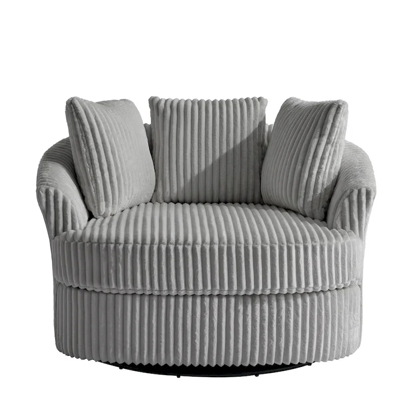 DREAMSIDEA 2 Set Recessed Arm Slipcovered Swivel Barrel Chair