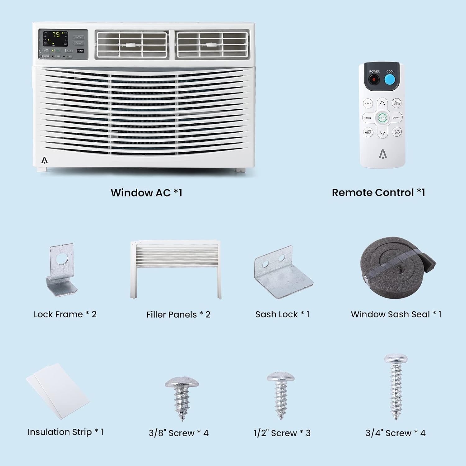 Fenster-Klimaanlage 8000 BTU, 115 V Wechselstrom-Einheit, kühlt bis zu 350 Quadratfuß, energiesparend mit Fernbedienung und App und Timer, perfekt für Schlafzimmer