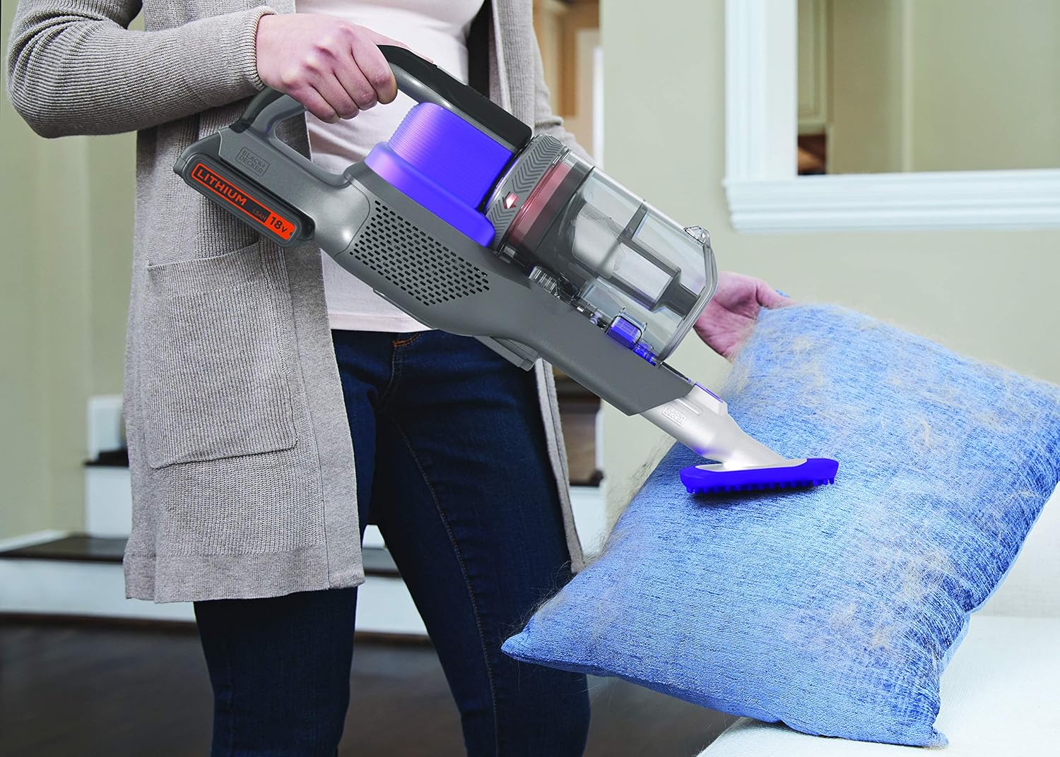 BLACK+DECKER, Aspirapolvere Senza Fili a Batteria Litio, Separabile, Portatile, Tecnologia Antigroviglio, Viola Metallizzato, BDPSE1815P-QW