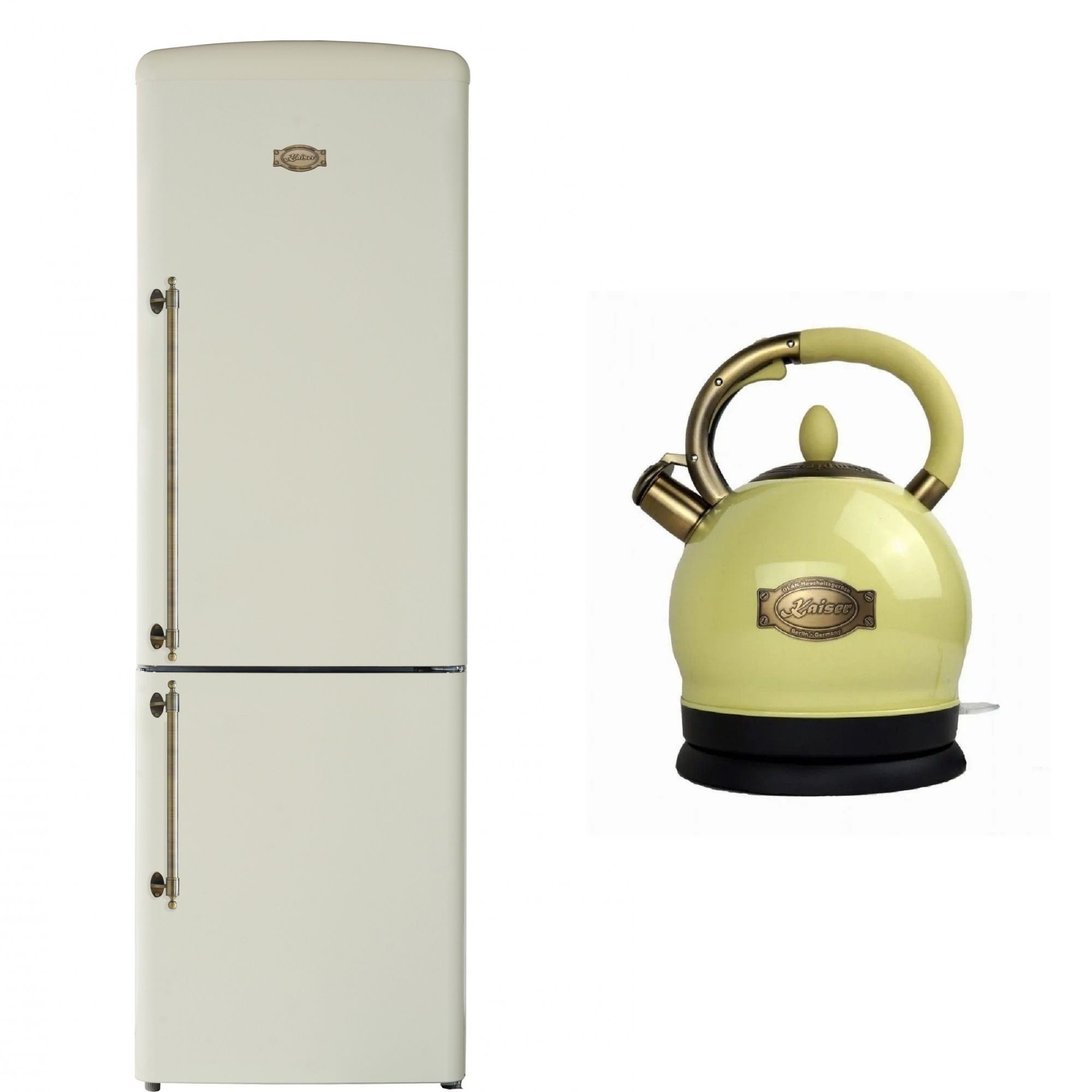 Kühl-/Gefrierkombination Kühlschrank 60 cm breit,330 L, NoFrost, 199 cm, Touchsteuerung+Exklusiver Retro Wasserkocher Kontroll LED 2L 1800 W KK 60825 ElfEm