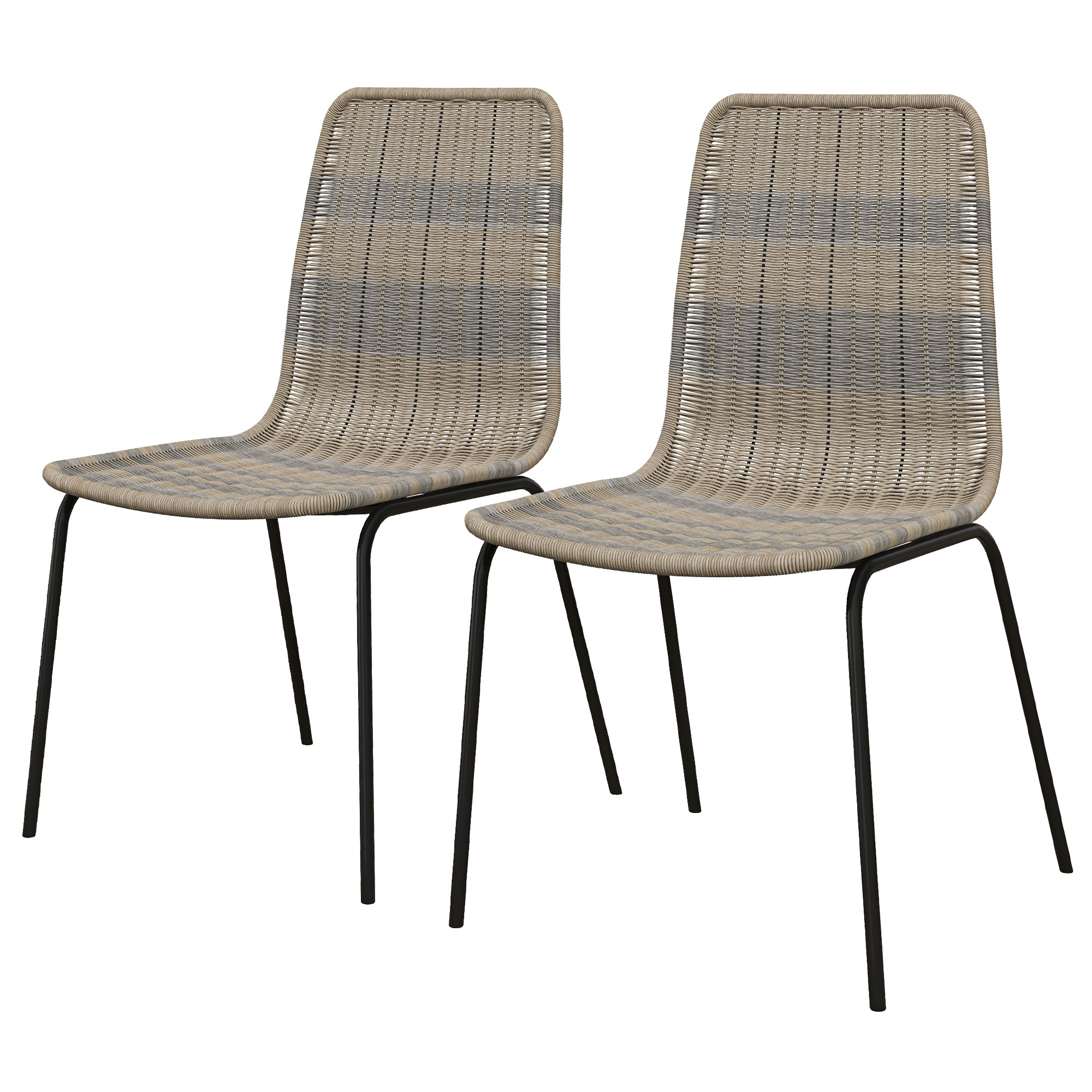 HOMCOM Set von 2 eleganten Esszimmerstühlen aus geflochtenem Kunstharzrattan, Stahlgestell