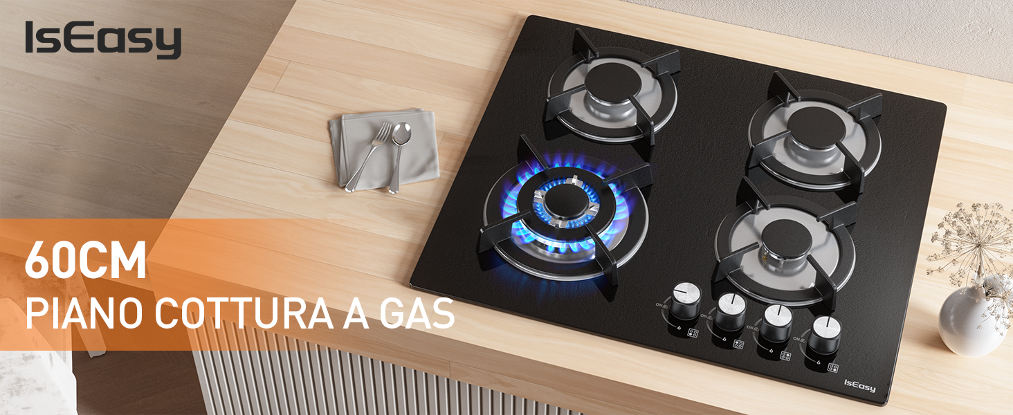 Piastra di cottura a gas a 4 fuochi
