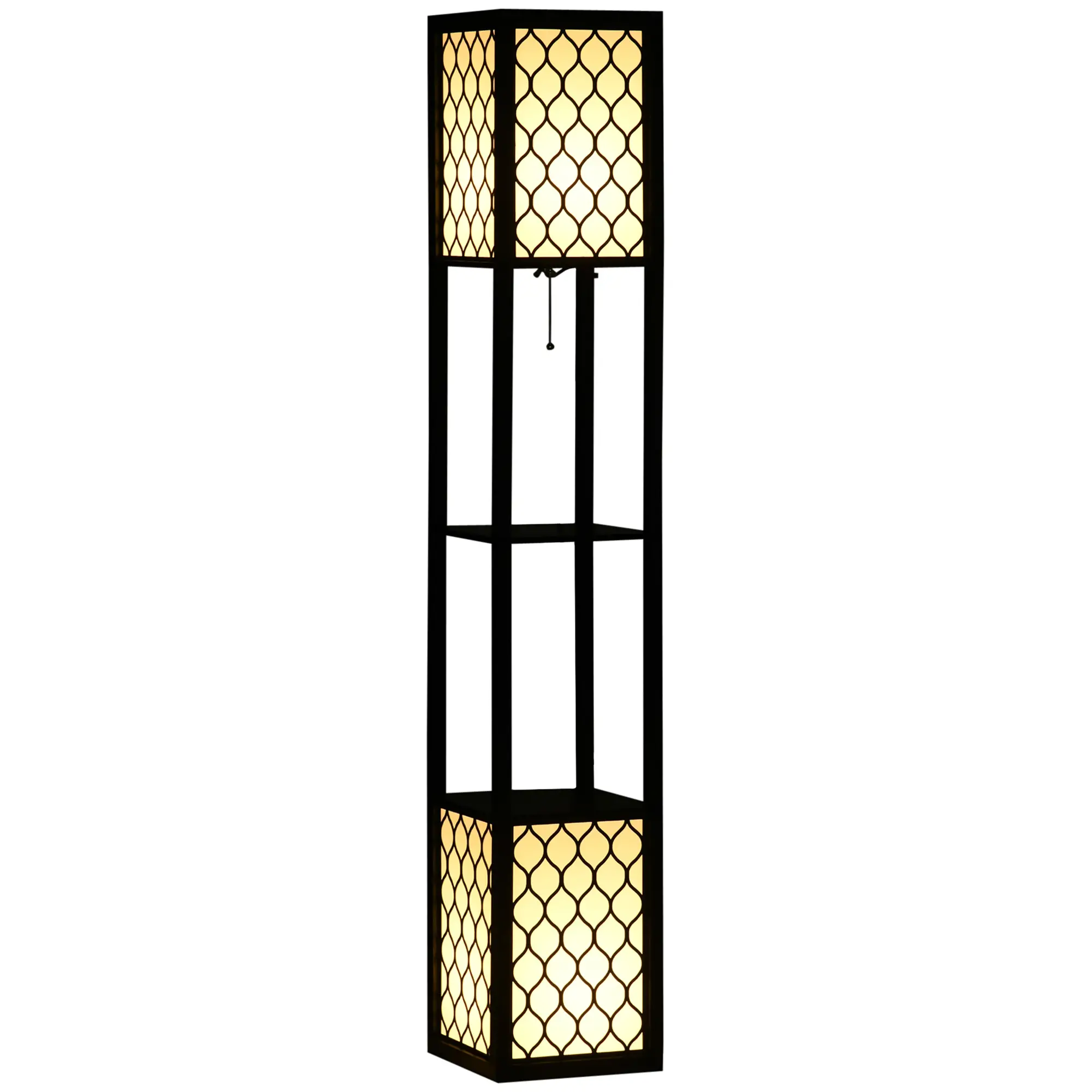HOMCOM Stehlampe mit 2 Ablagen Regal Standlampe