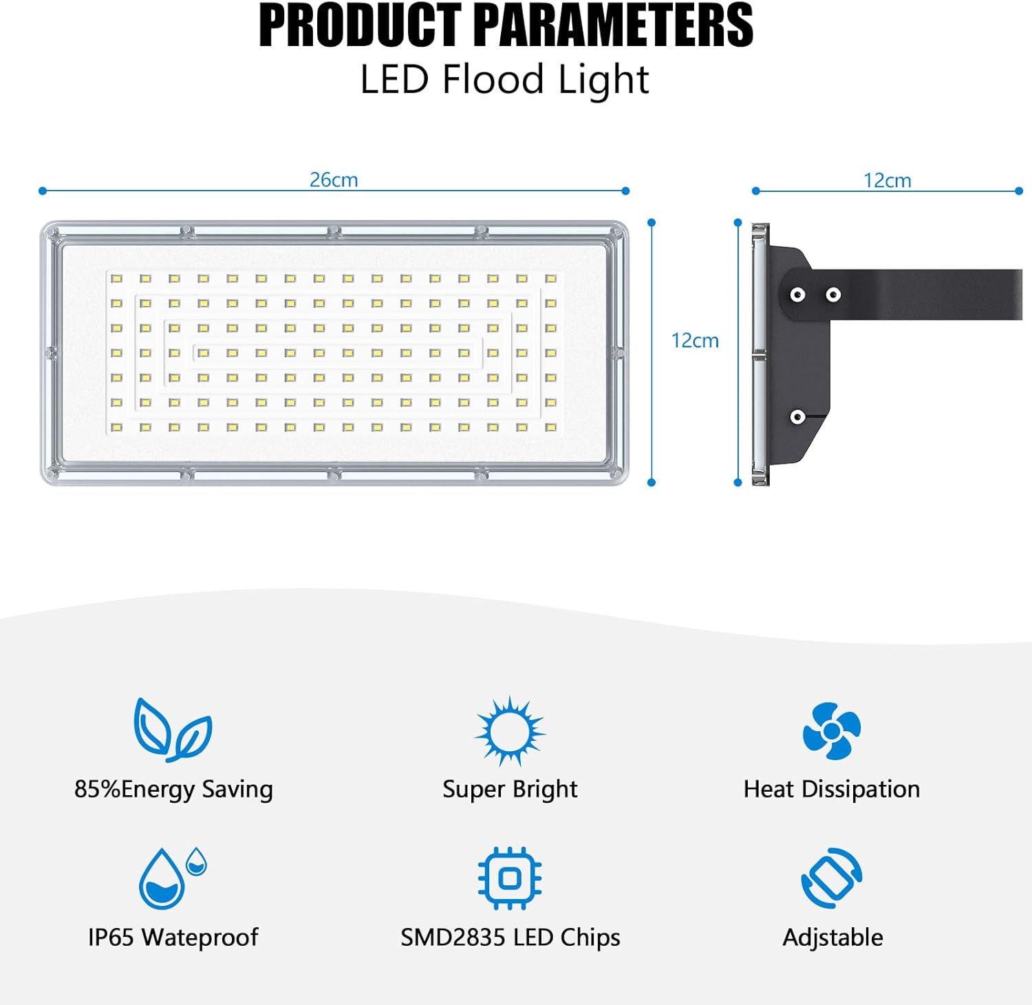 400W LED Strahler Fluter Außen 40000LM 2 Stücke, LED Scheinwerfer 6500K Kaltweiß IP66 Wasserdicht für Garten/Lager/Hofbeleuchtung