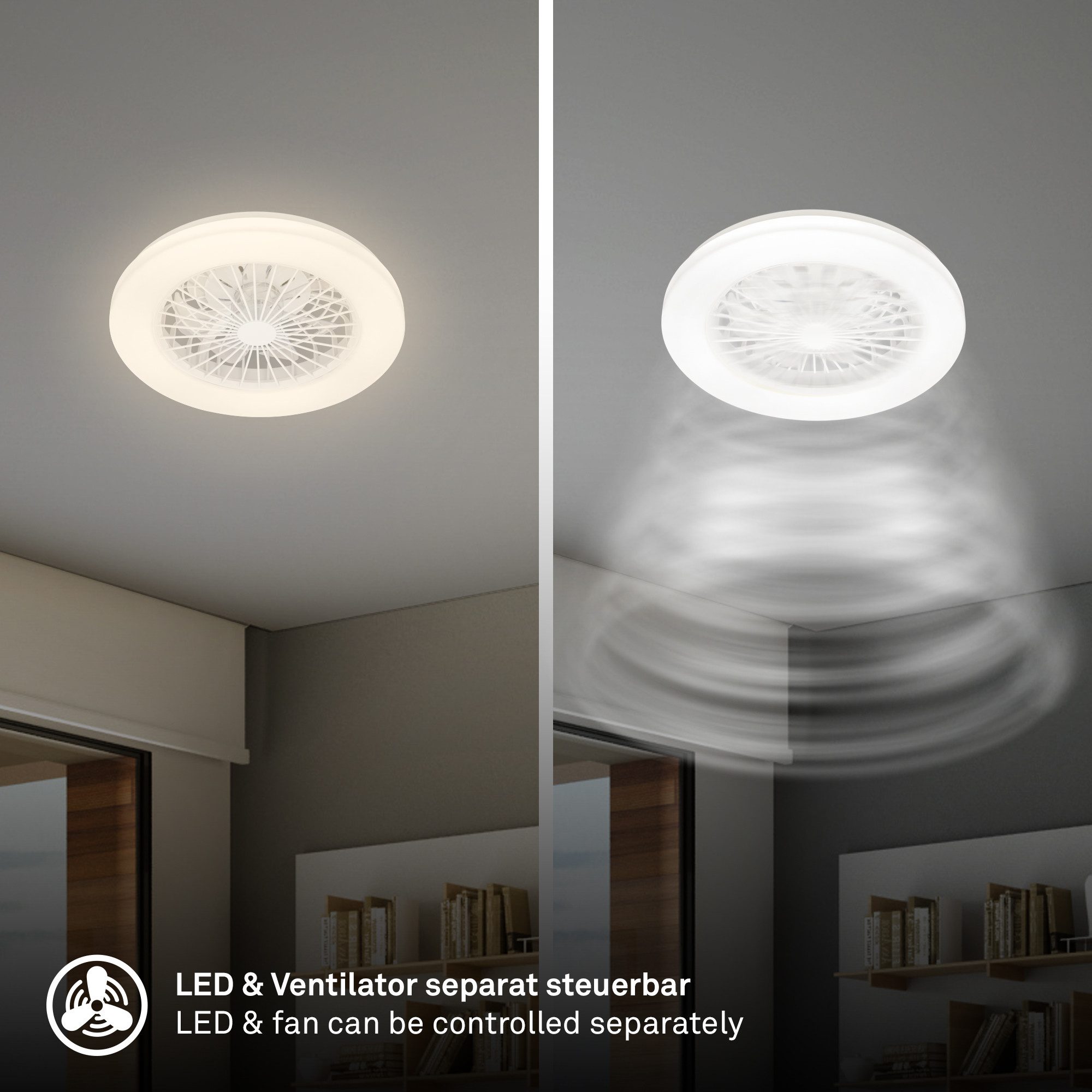 LED Deckenleuchte Deckenventilator mit Licht dimmbar Nachtlicht