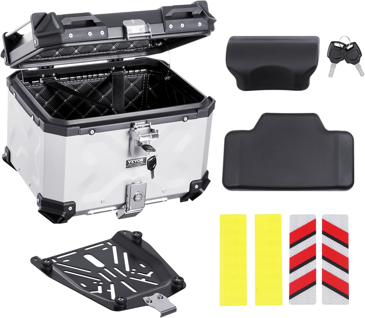 VEVOR Top Case 45L Universal Aluminium Alloy Luggage Rack with Leather Lining and Lock