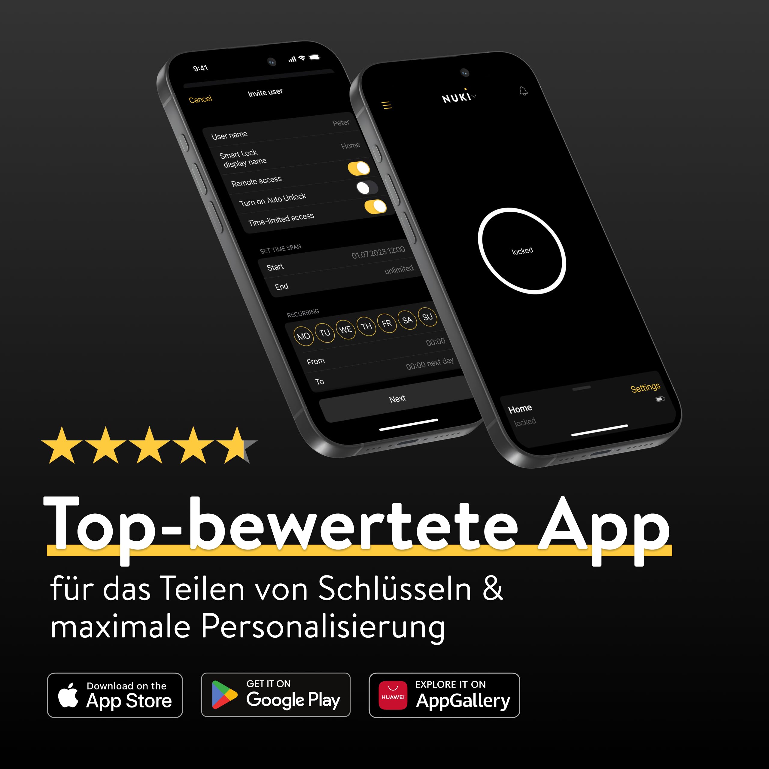 Elektronisches Türschloss Smart Lock Ultra Bluetooth WLAN Matter mit Universal Cylinder One-Touch-Lock