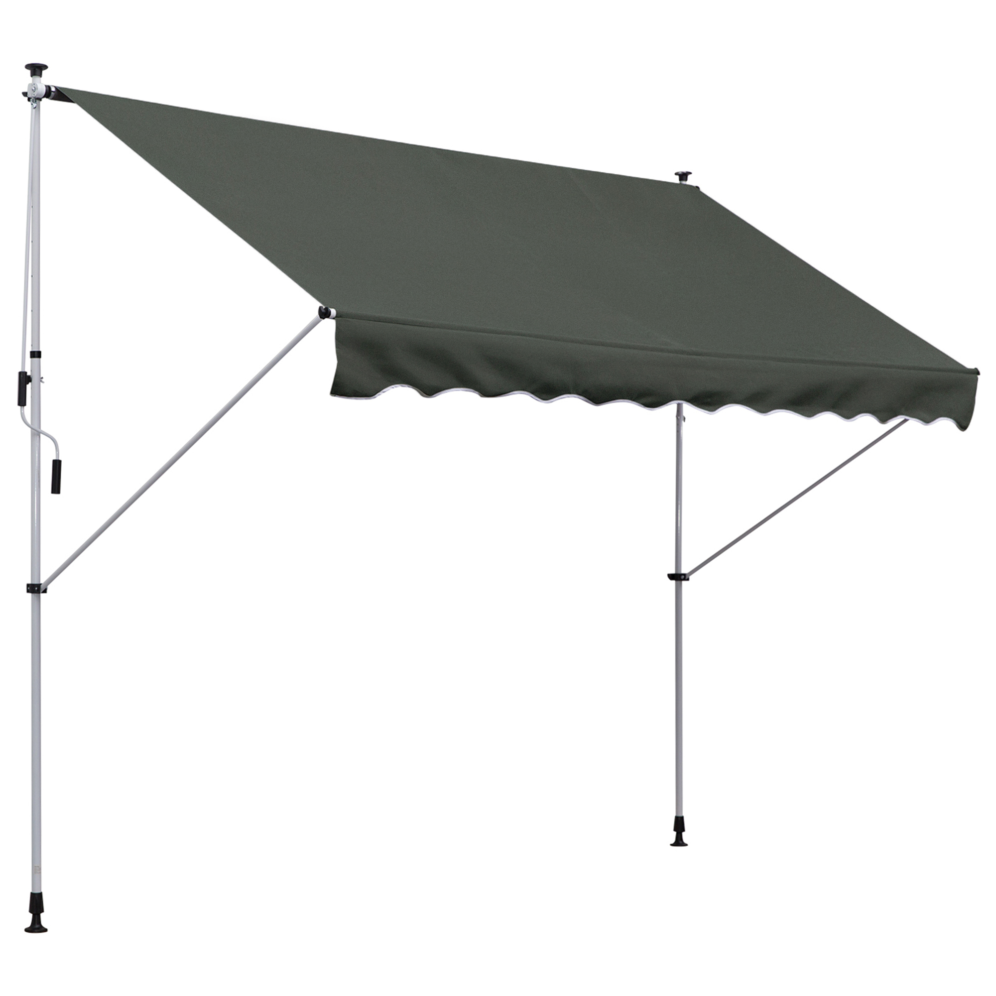 Outsunny Klemmmarkise mit Handkurbel höhenverstellbar Gelenkarmmarkise schmutzabweisend, witterungsbeständig Balkonmarkise 150cm breit Terrassenmarkise für Terrasse Balkon Veranda Grau