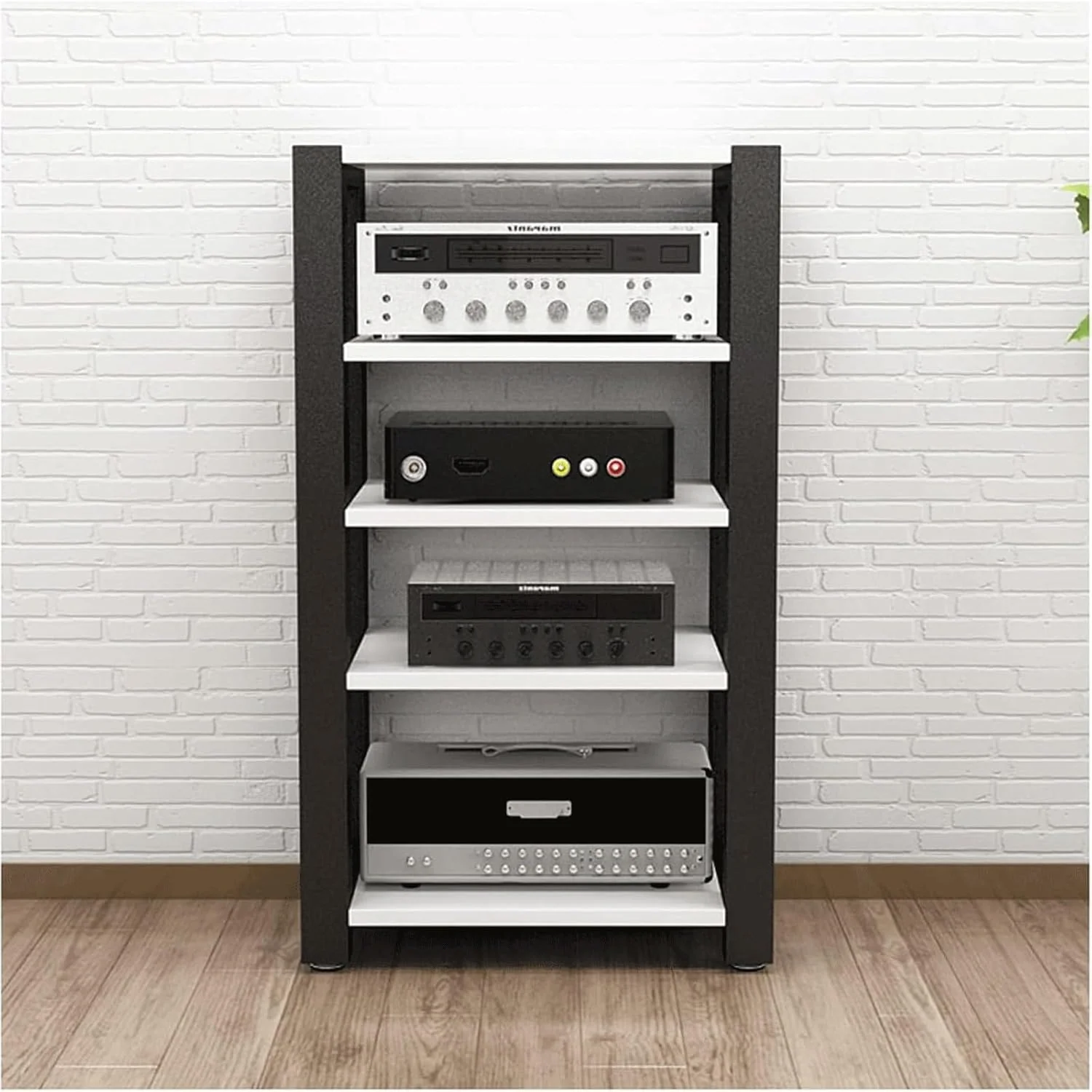 DUddTTW Audiogerät, Edelstahl + E1-Faserplatte mit hoher Dichte, Braun, Audio-Rack, 2/3/4/5-stufiges Stereo-Rack