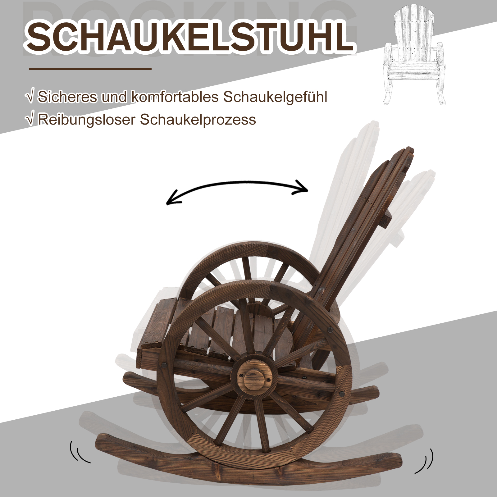 Schommelstoel relaxstoel tuinstoel schommelstoel wieldesign hout bruin
