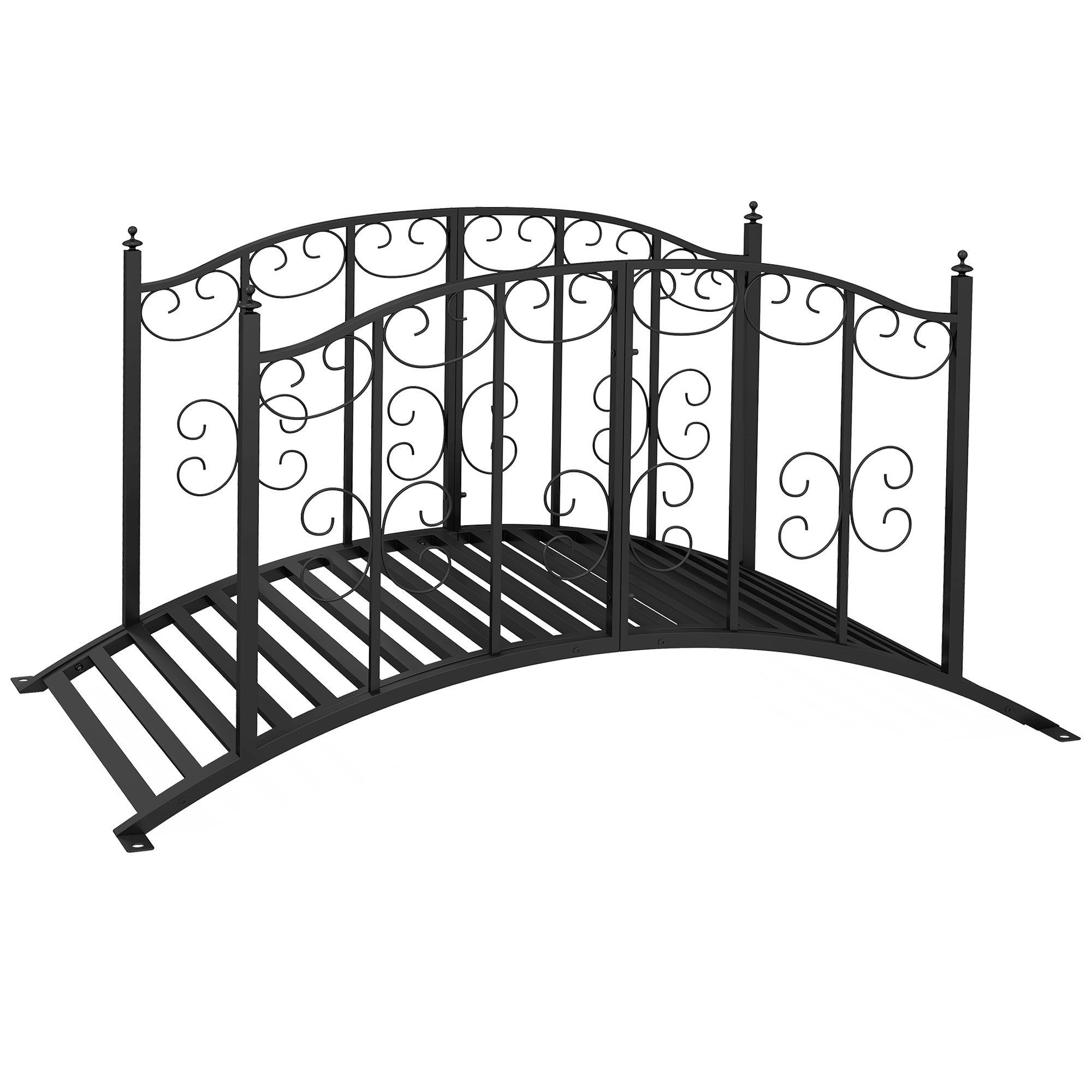 Outsunny Vintage-Stil Metall-Gartenbrücke, Dekoration für Garten und Teich, 119x67x70 cm, Schwarz