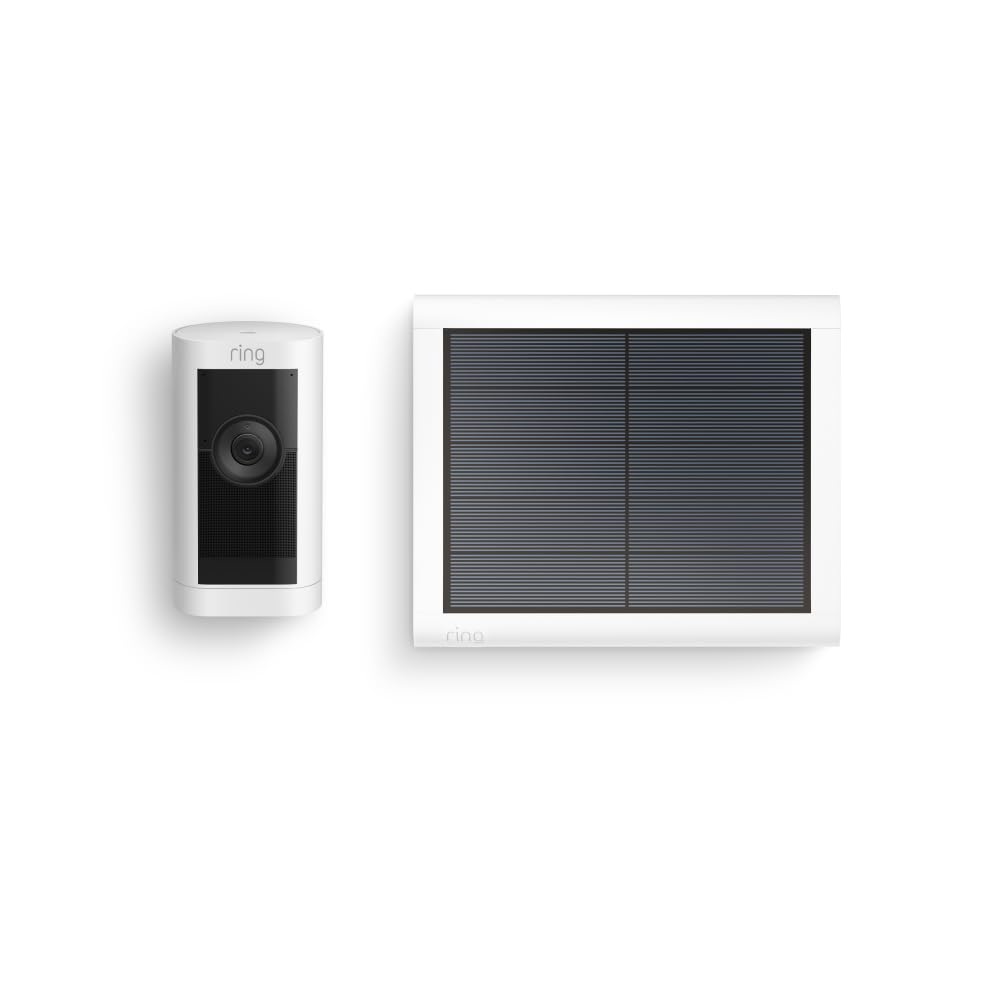 Ring Außenkamera Pro Solar (Stick Up Cam Pro) | Solarbetriebene Überwachungskamera aussen mit 1080p-HDR-Video, WLAN, 3D-Bewegungserfassung, Alexa-kompatibel | 2 Sicherheitskameras