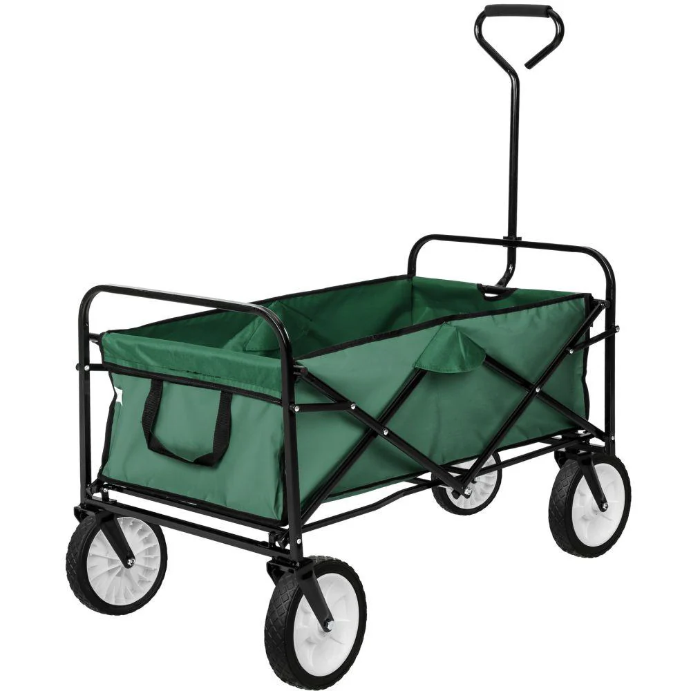 Carrello da giardino pieghevole 80 kg attrezzi da giardinaggio verdi