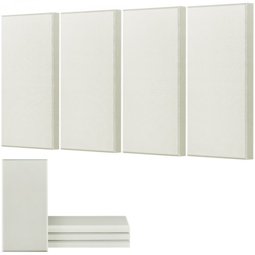 VEVOR 4 Stk. Akustikpaneele Wandpaneele selbstklebend Fiberglas 60x30x5cm Beige
