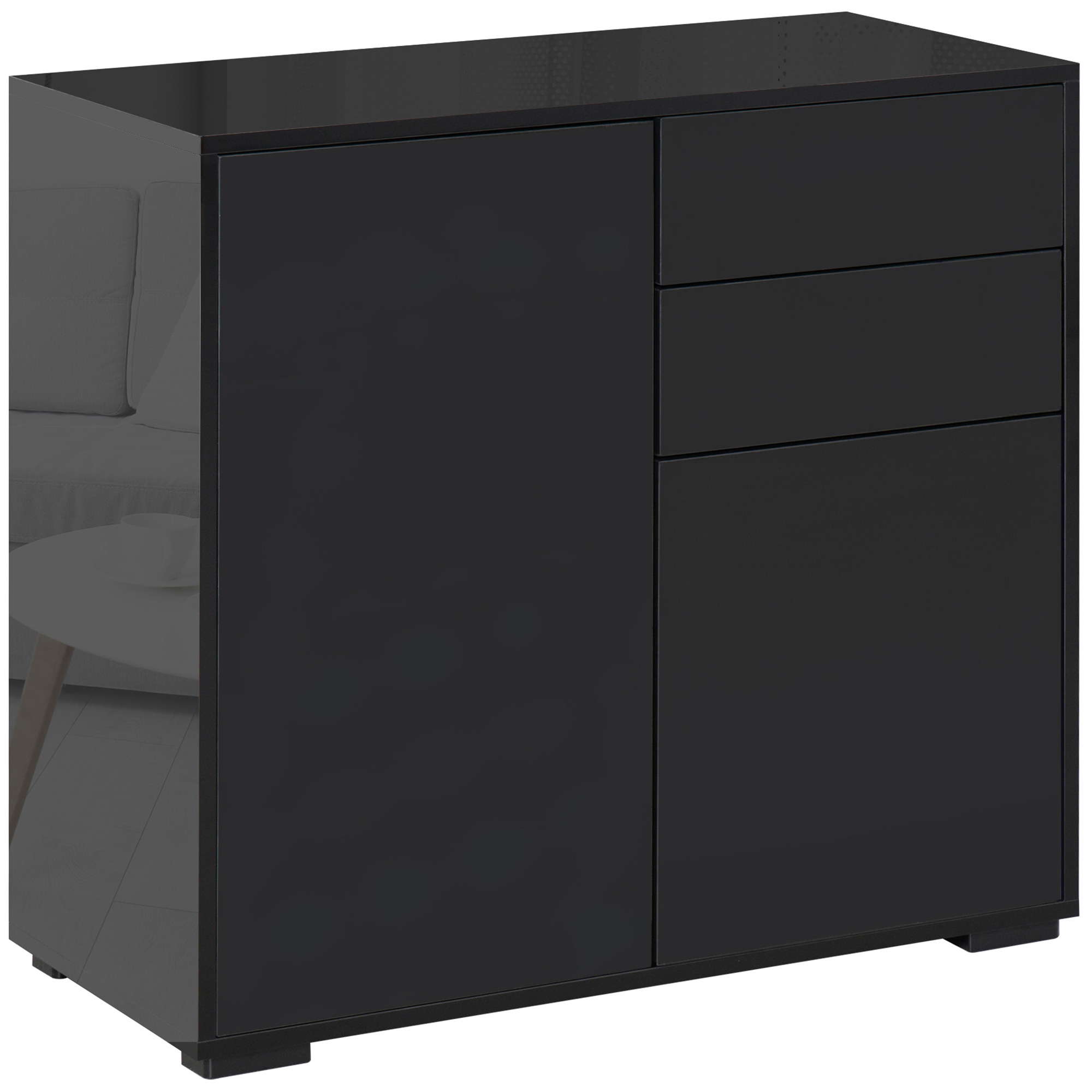 Dressoir Buffetkast, 2 Laden, 2 Kasten, 105 cm x 40 cm x 76 cm, Zwart