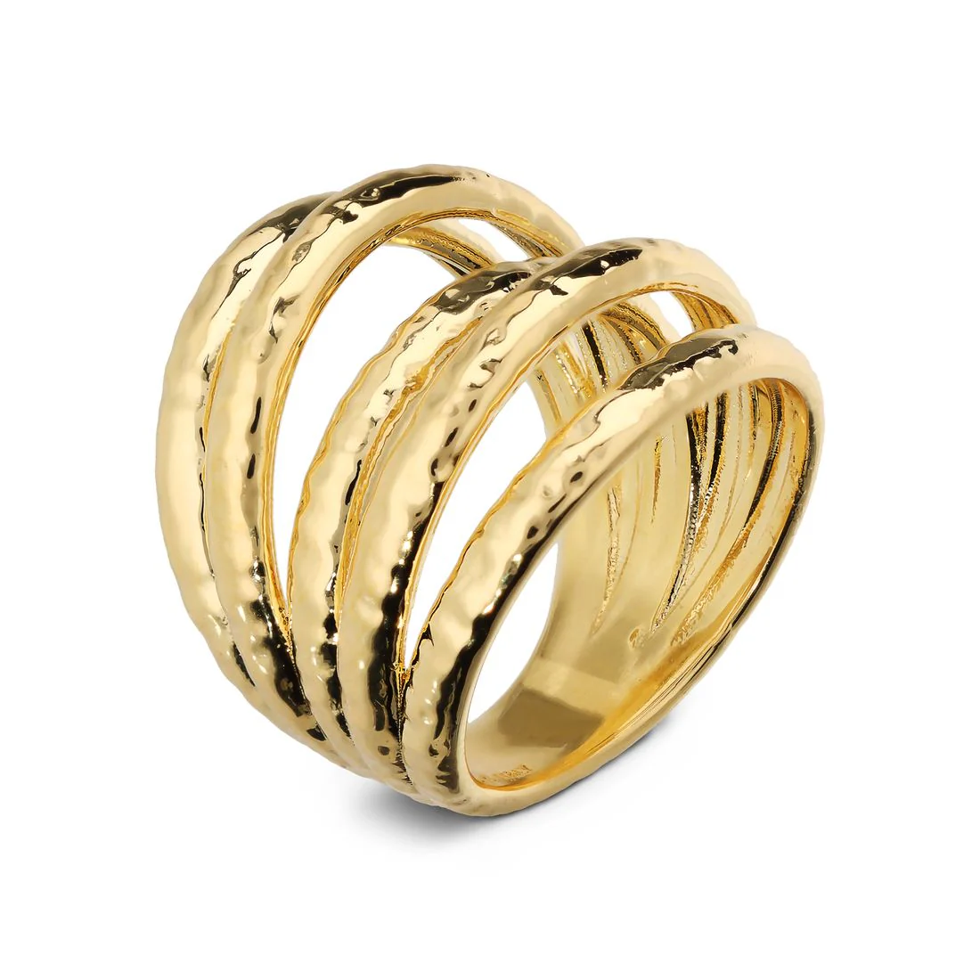 Anello Etrusca Gioielli a fascia multifilo martellato WSET00870.YG