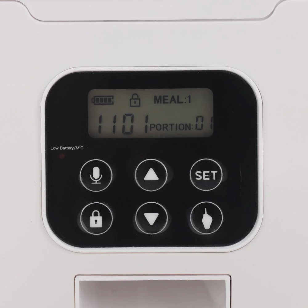 Automatic Pet Feeder with Bowl | Programmable Schedule | Battery Operated | White & Black | Cats & Dogs