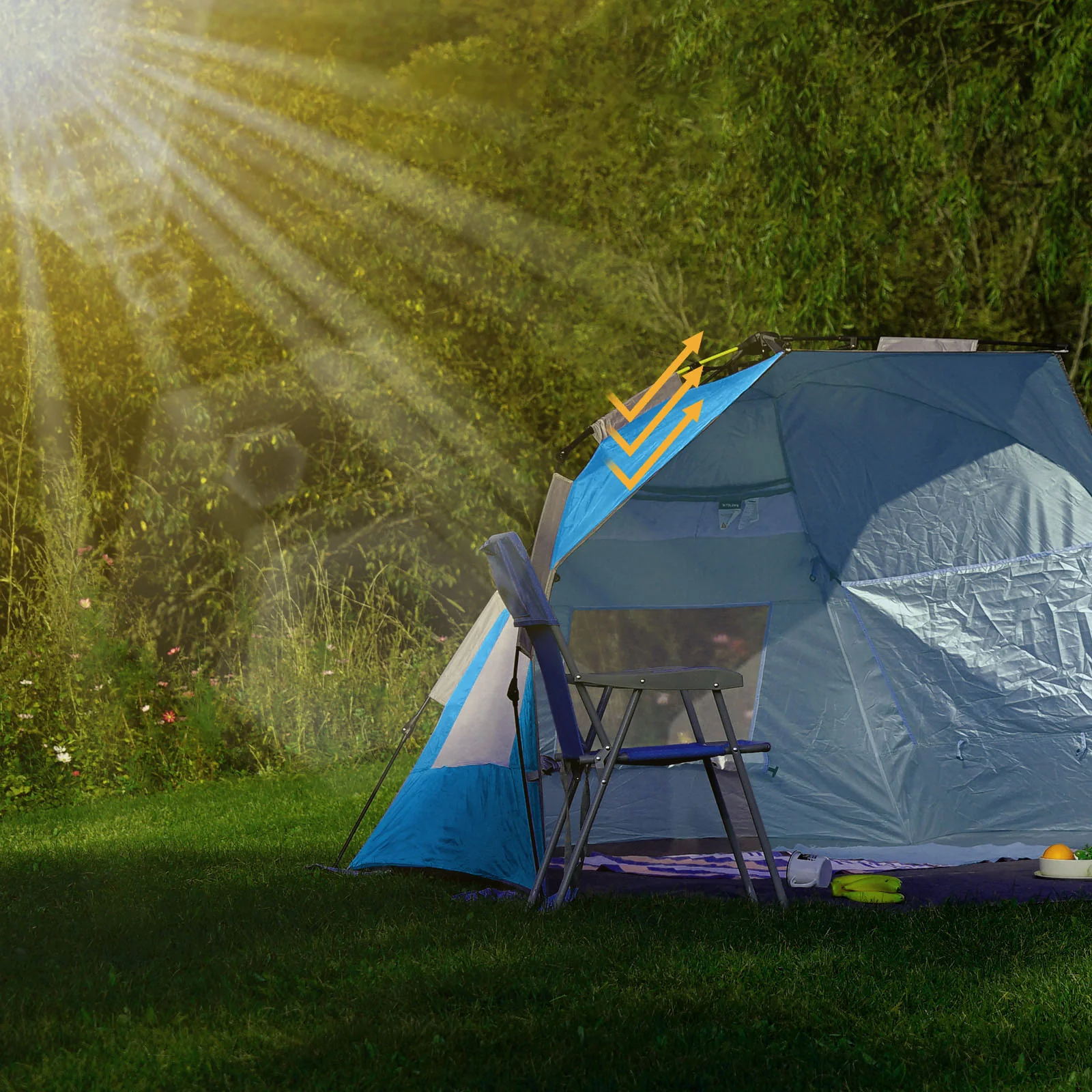 2025 KingCamp Avellino Tenda da spiaggia automatica – Protezione solare UPF50+, protezione da vento e privacy con struttura idraulica, sacchi di sabbia e finestre in rete