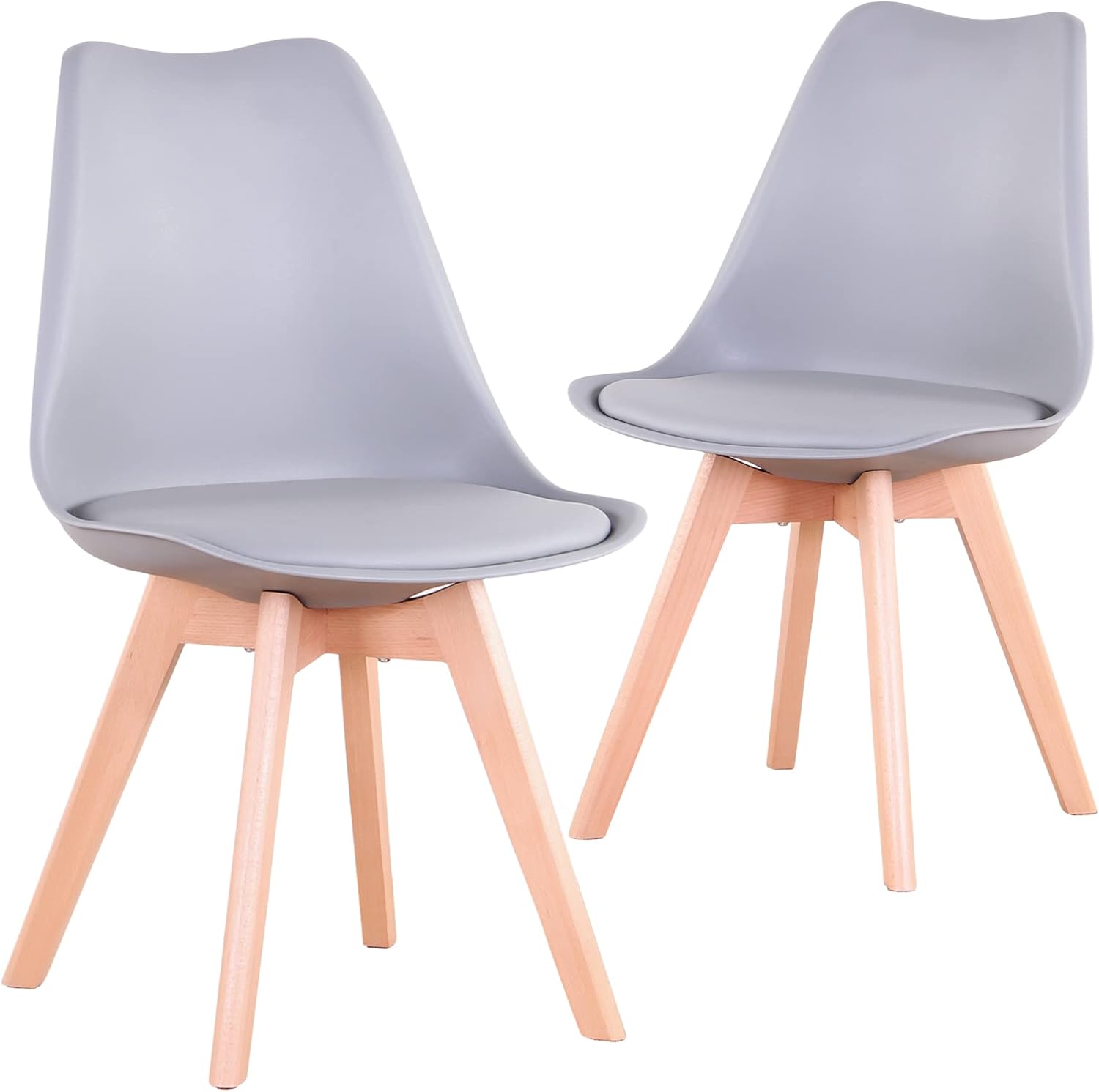 BenyLed Set di 6 Sedie da Pranzo a Forma di Tulipano con Seduta Imbottita e Gambe in Legno di Faggio, ideali per Sala da Pranzo, Cucina, Soggiorno, Bar, Marrone