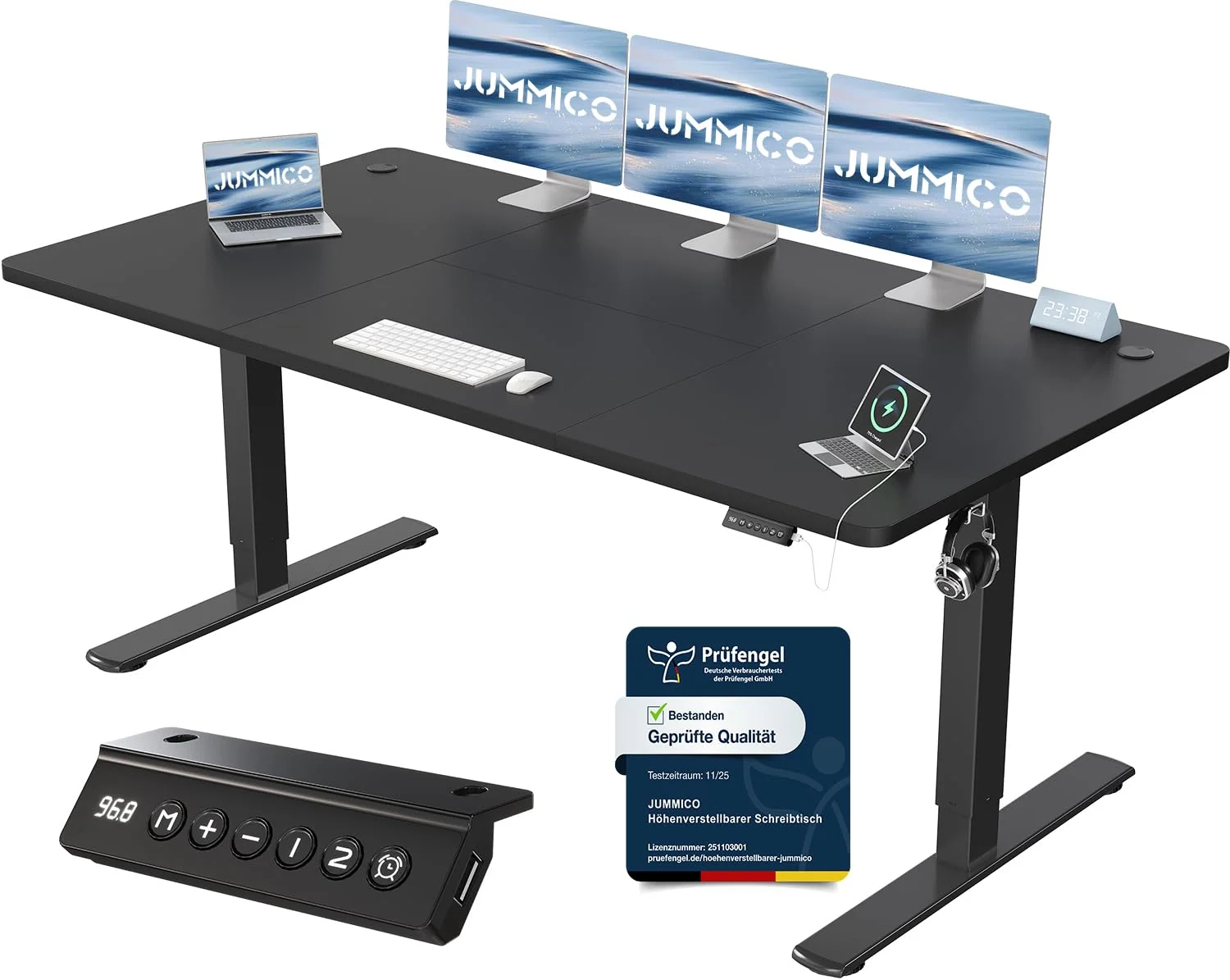 JUMMICO Elektrisch höhenverstellbarer Schreibtisch mit USB-Anschluss