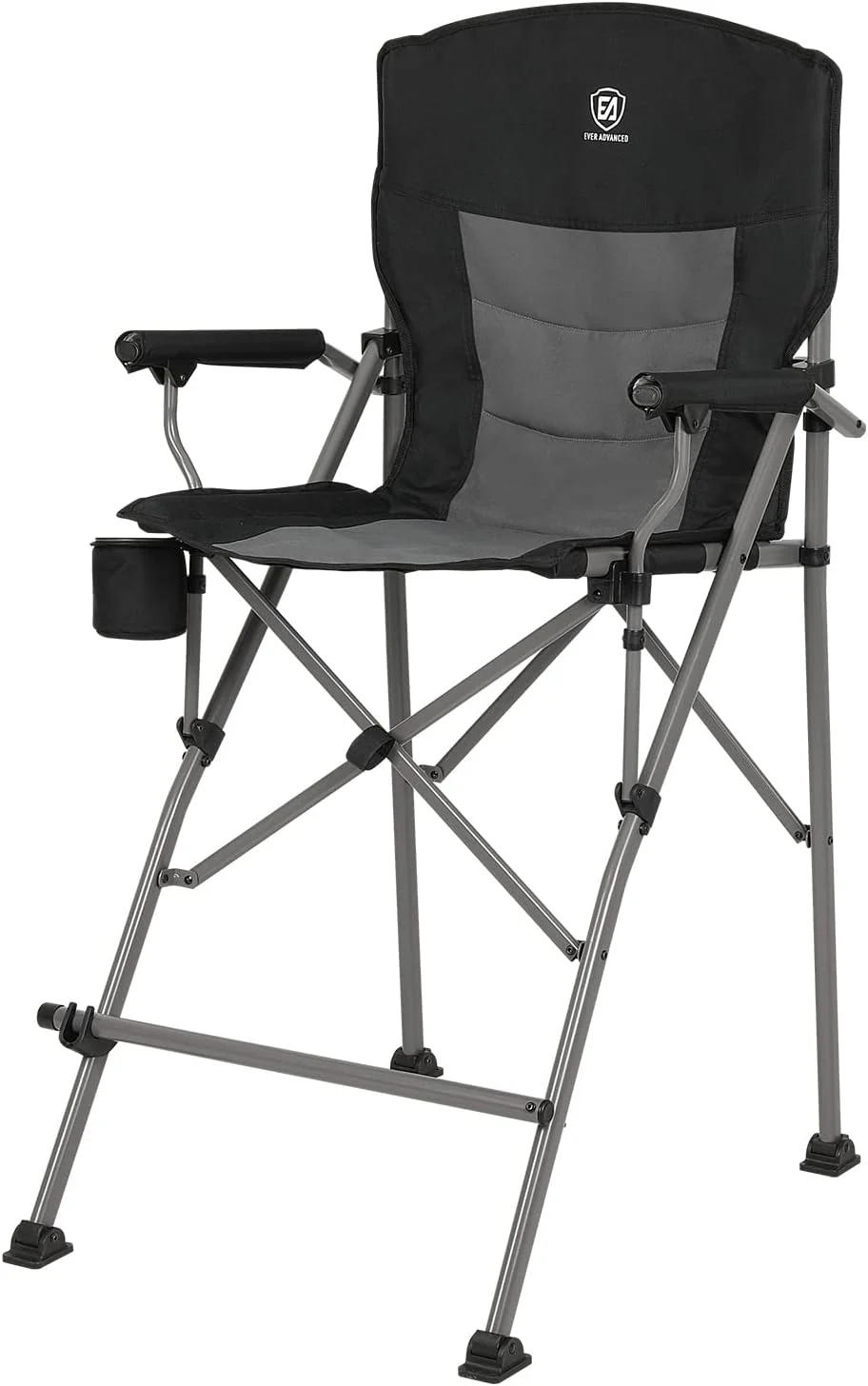 Tall Directors Chair 31 Inch Bar Height Folding Chair with Cup Holder Black